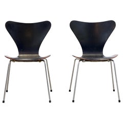 Two Black Arne Jacobsen Butterfly Chairs Model 3107