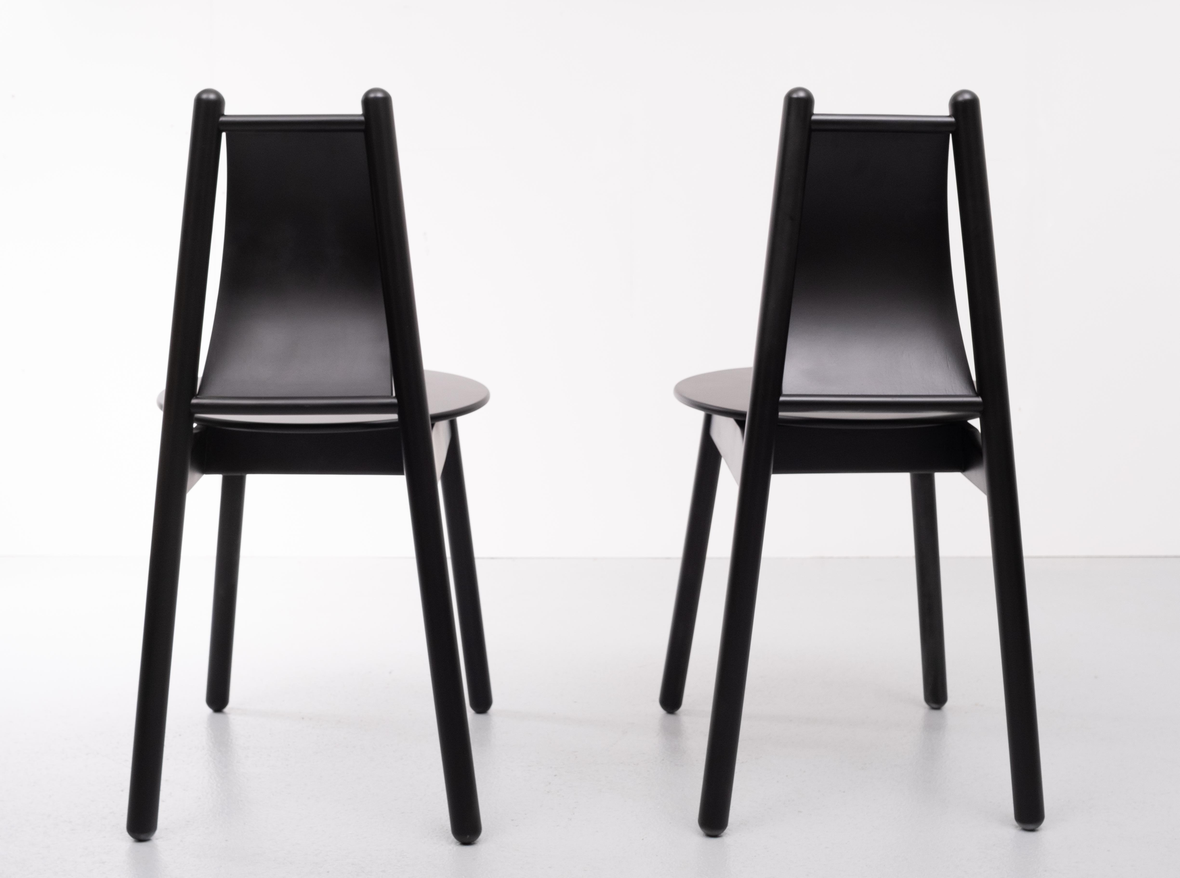 Post-Modern Two Black Chairs Vico Magistretti, 1990s