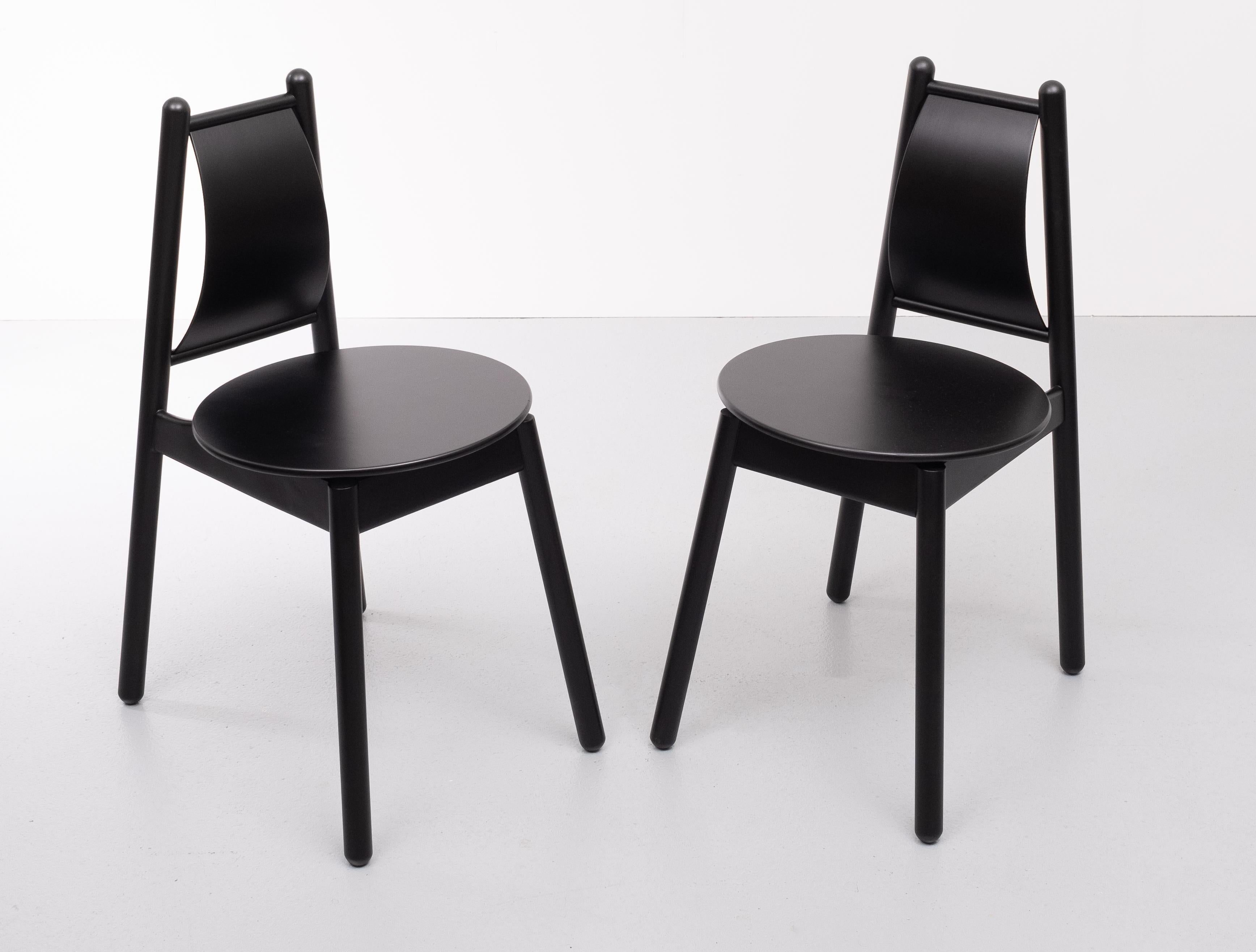Two Black Chairs Vico Magistretti, 1990s In Good Condition In Den Haag, NL