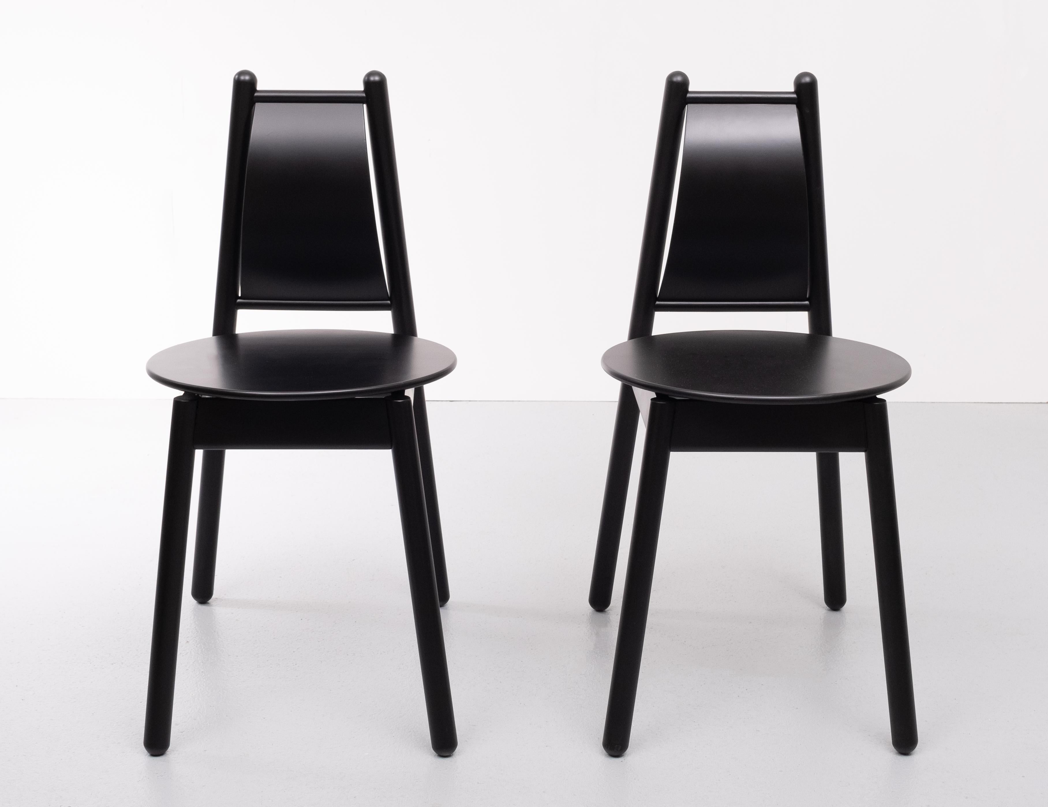 Late 20th Century Two Black Chairs Vico Magistretti, 1990s