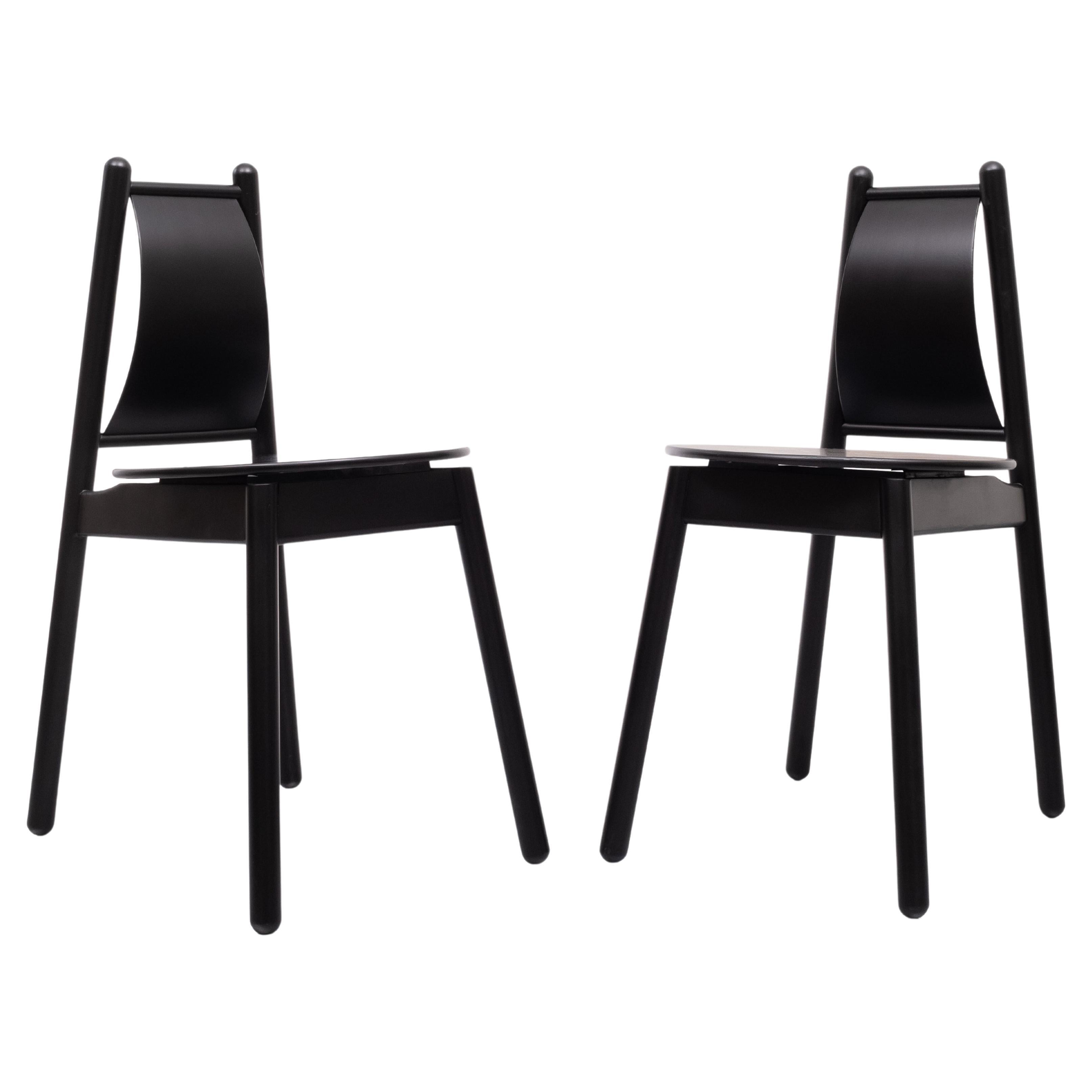 Two Black Chairs Vico Magistretti, 1990s