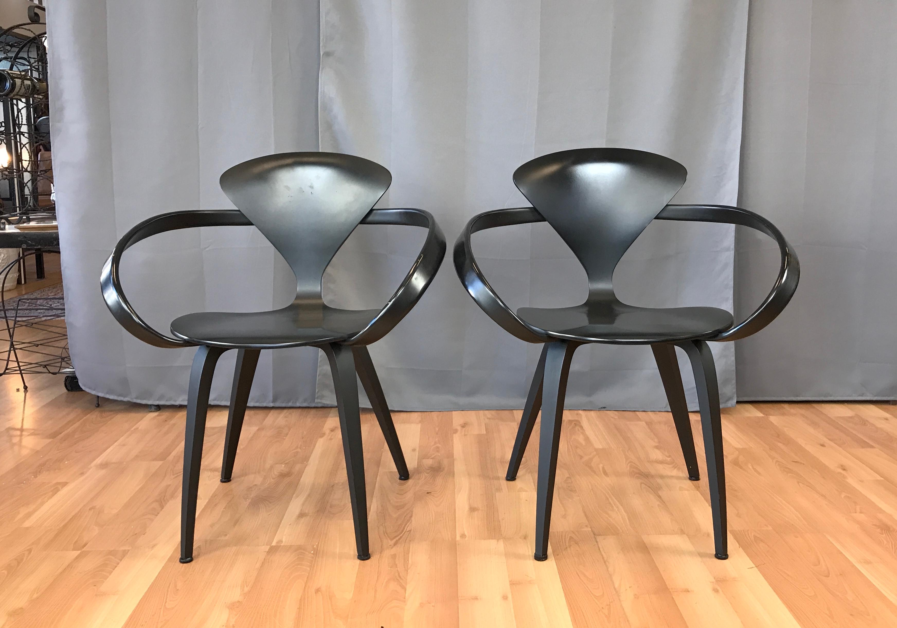 Mid-Century Modern Two Black Cherner Armchairs Designed by Norman Cherner
