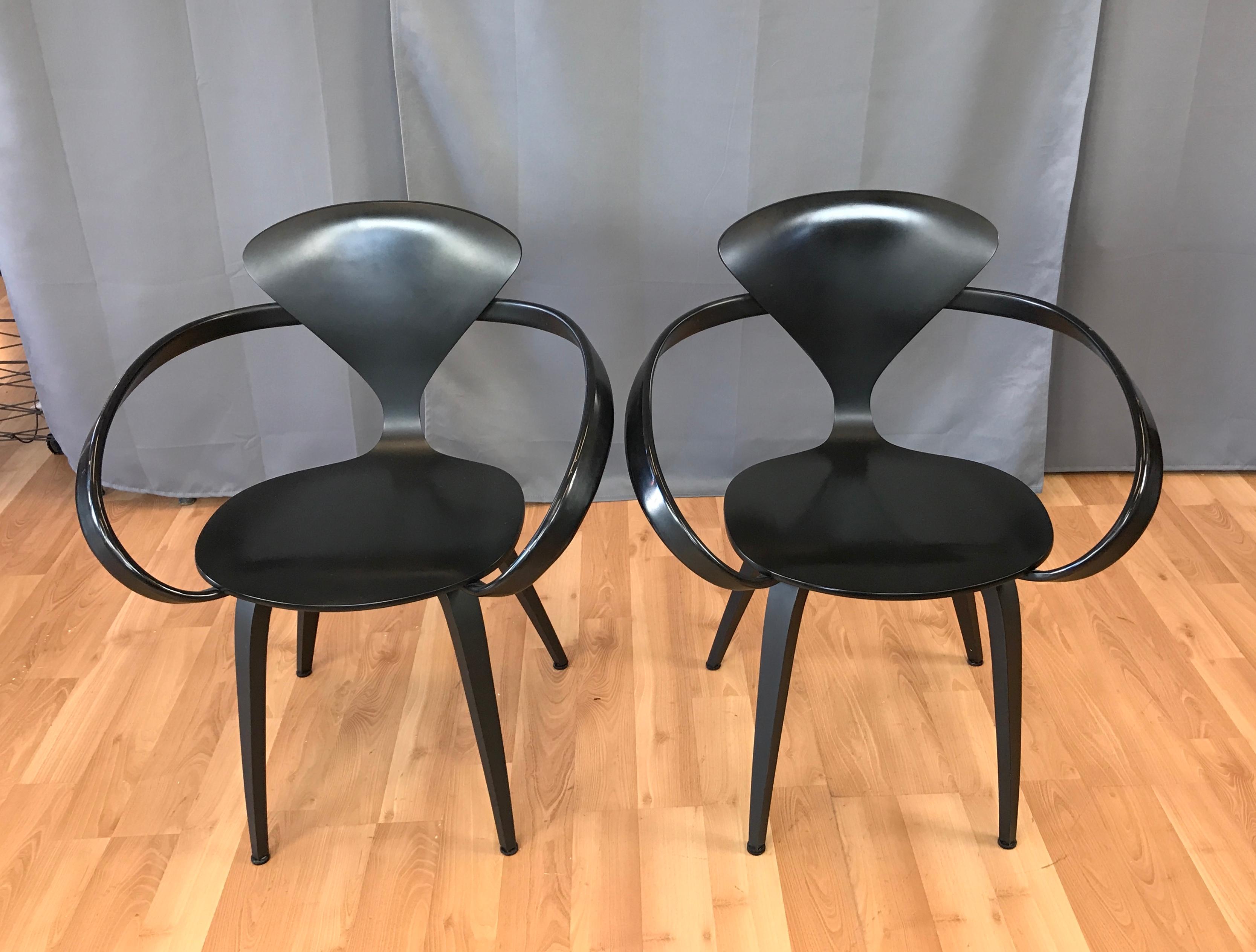 American Two Black Cherner Armchairs Designed by Norman Cherner