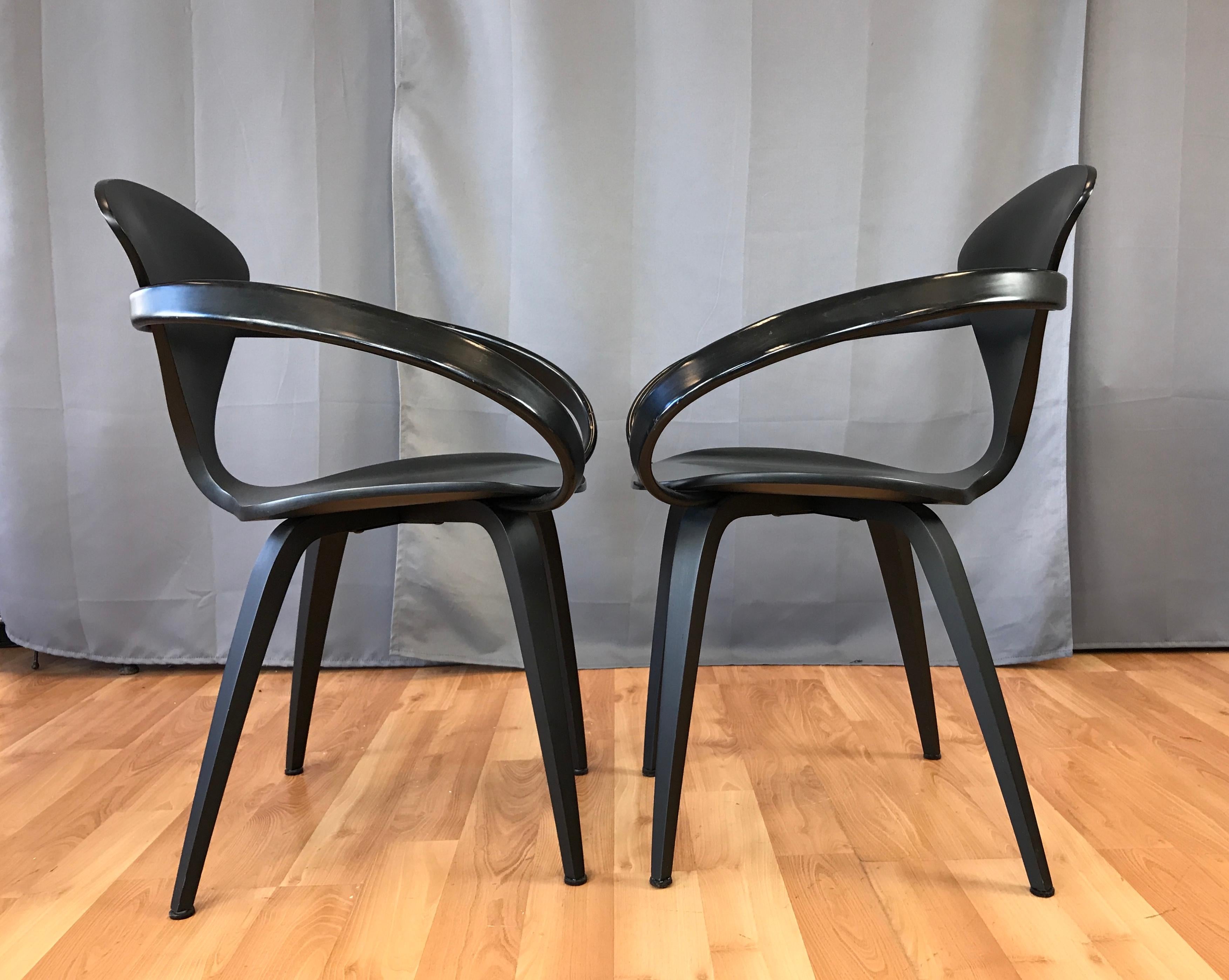 Two Black Cherner Armchairs Designed by Norman Cherner In Good Condition In San Francisco, CA