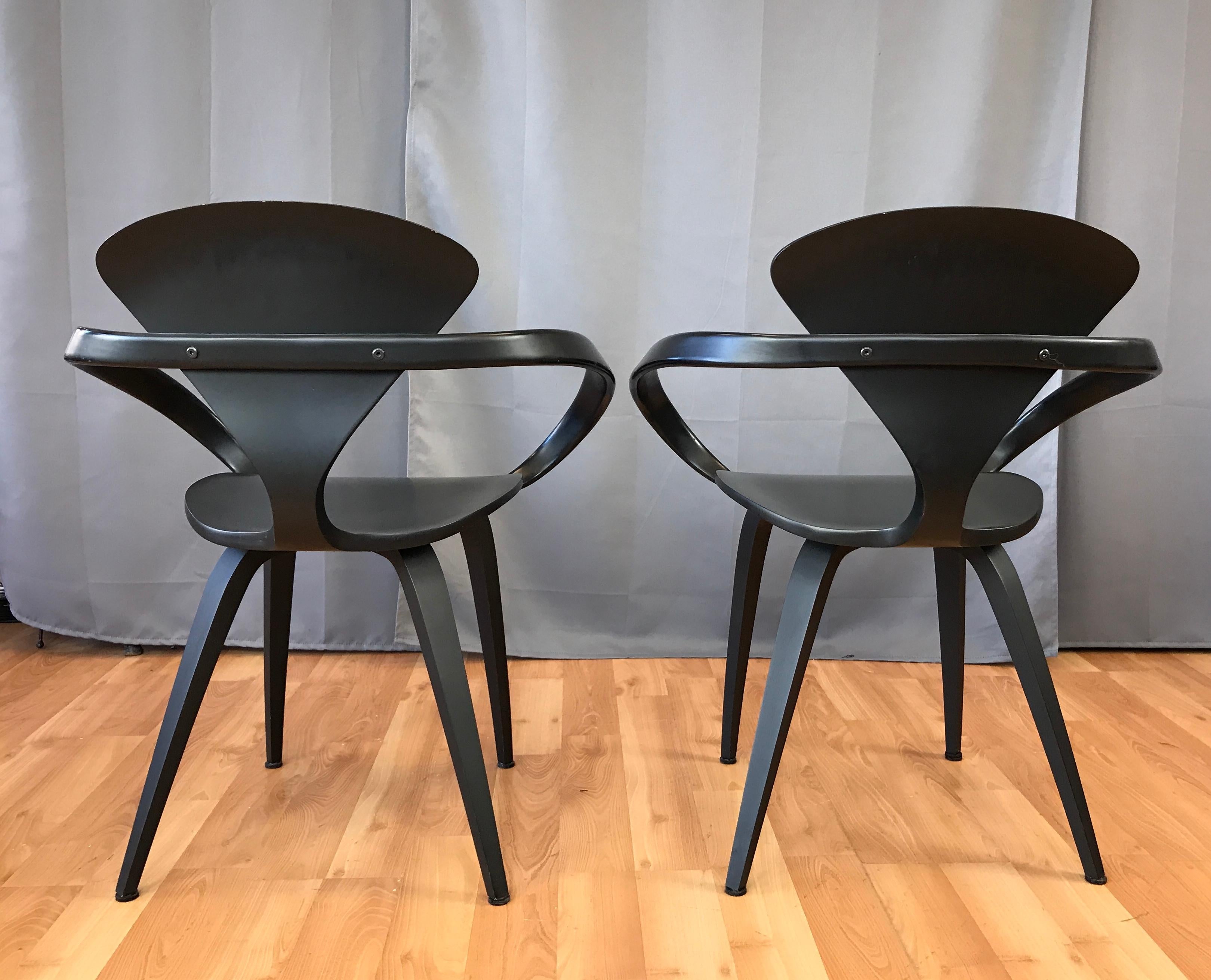 Contemporary Two Black Cherner Armchairs Designed by Norman Cherner