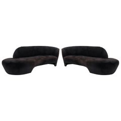 Two Black Weiman/Preview Chaise Lounge Sofas