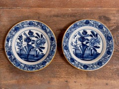 Two Blue and White 18th Century Dutch delft plates
