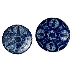 Two Blue and White Delft Plates Made Netherlands Circa 1780