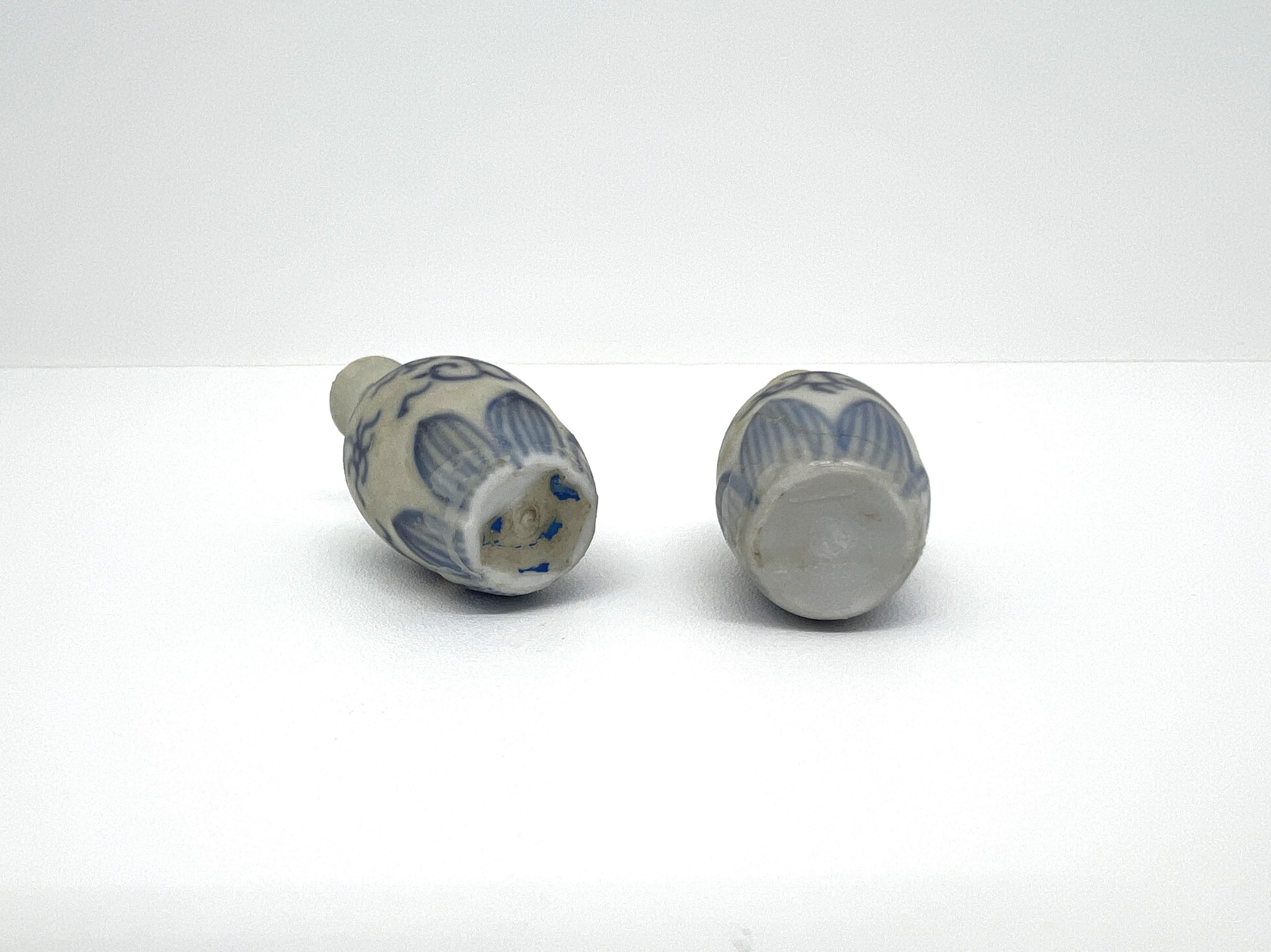 Glazed Two Blue and White Miniature Vases, C 1725, Qing Dynasty, Yongzheng Era For Sale
