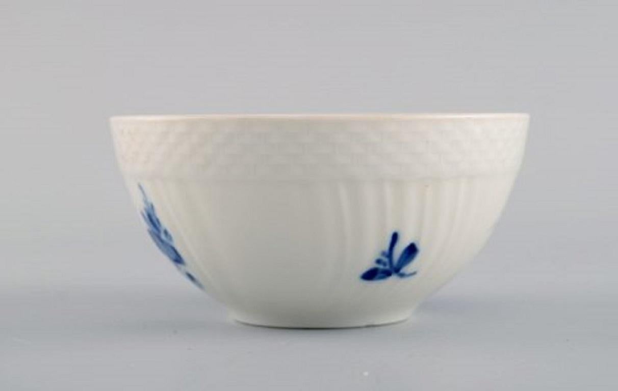 Hand-Painted Two Blue Flower Braided Bowls, 1960s, Royal Copenhagen