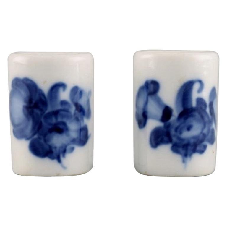 Two Blue Flower Braided Salt Shakers, Early 20th Century, Royal Copenhagen