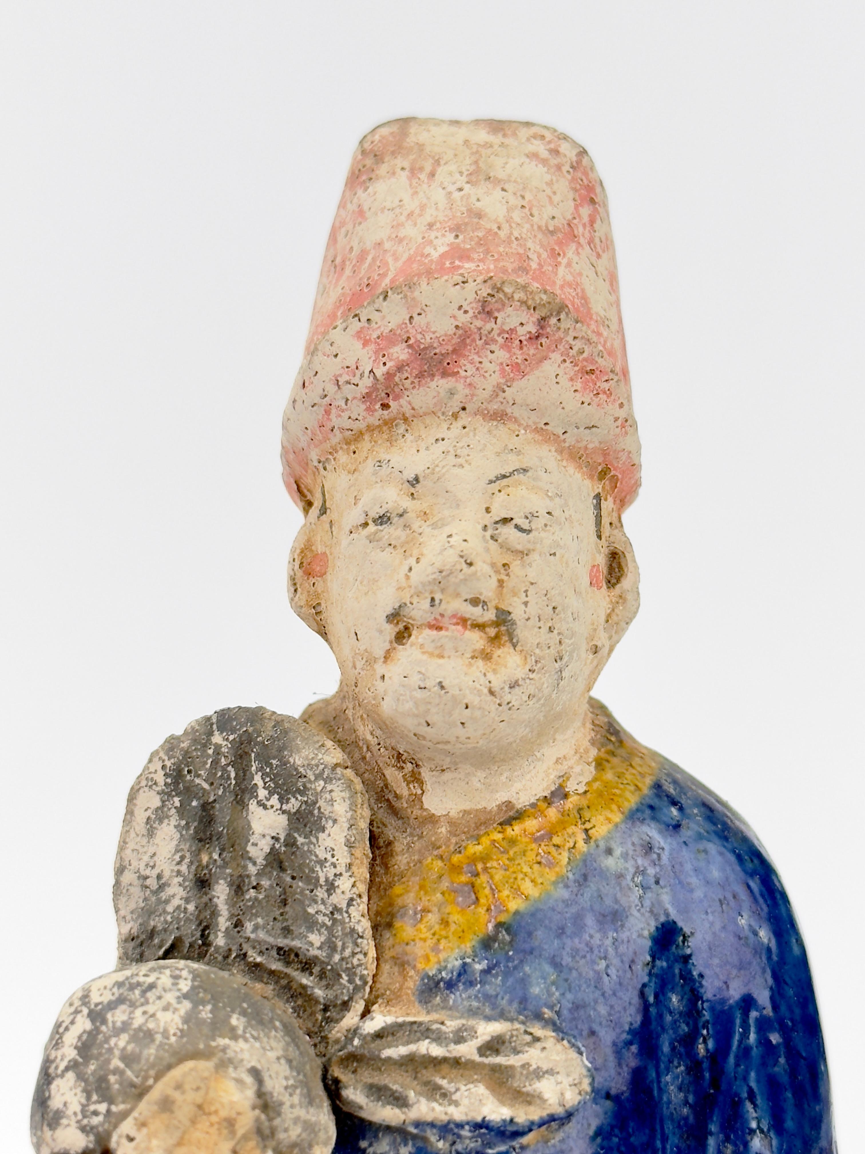 18th Century and Earlier Two blue-glazed figures, Ming Period (1368-1644) For Sale