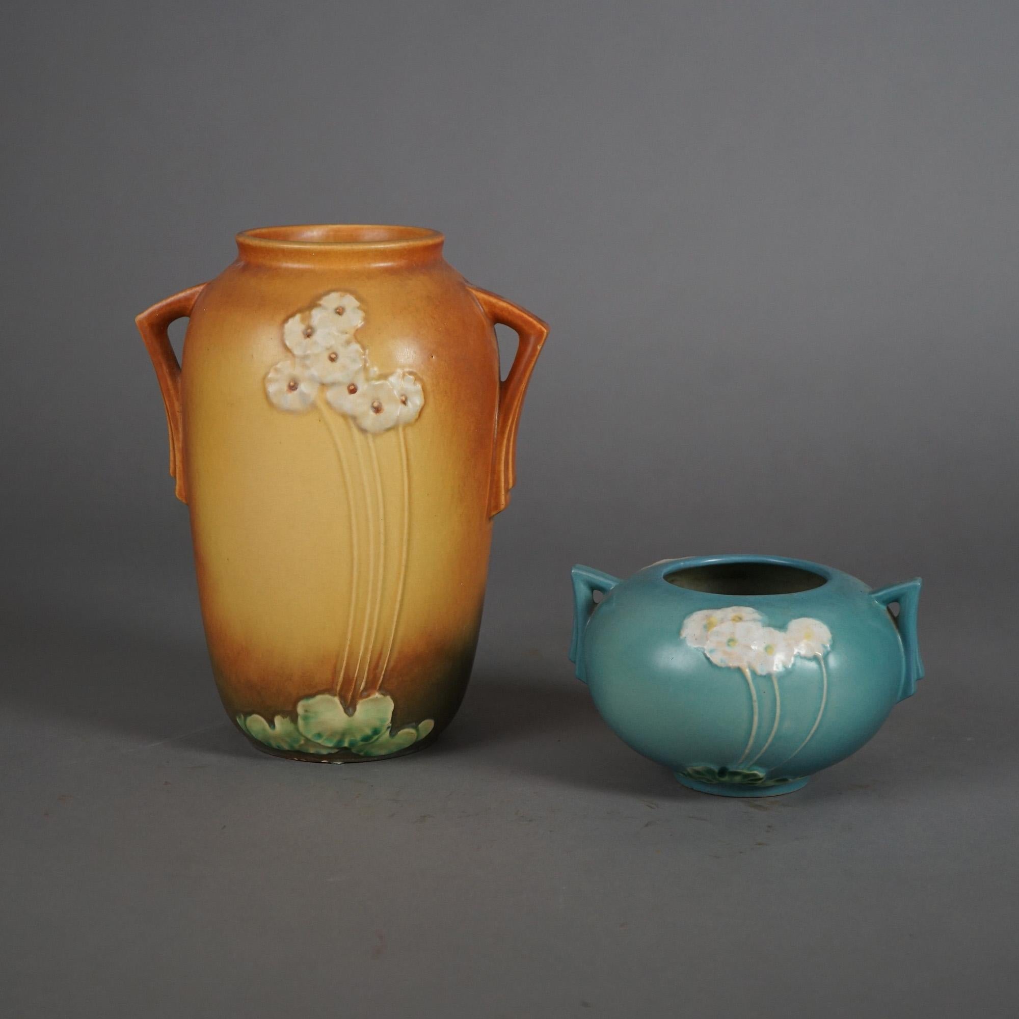 Two Blue & Yellow Roseville Art Pottery with Primrose Pattern 20thC

Measure - 10.5