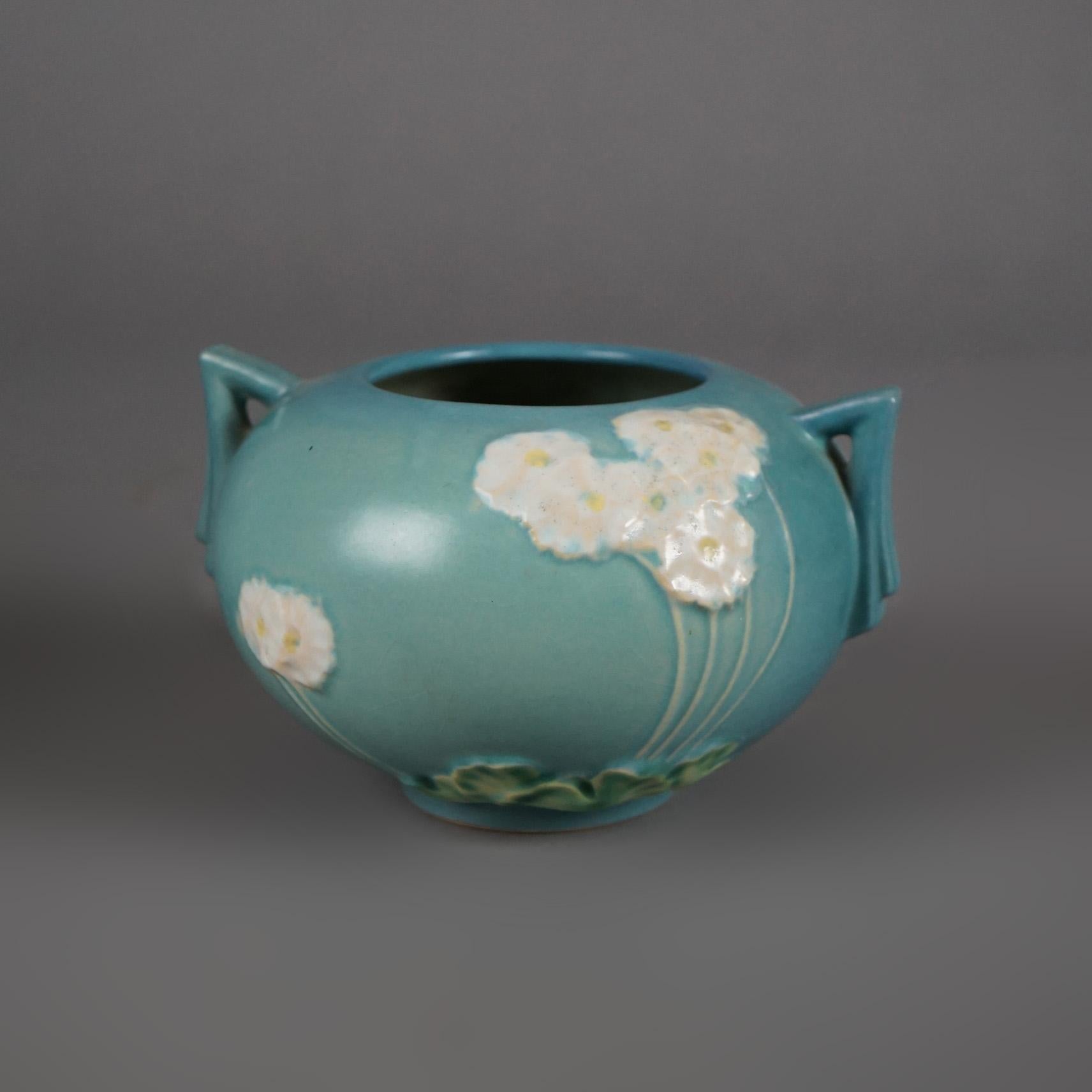Arts and Crafts Two Blue & Yellow Roseville Art Pottery with Primrose Pattern 20thC