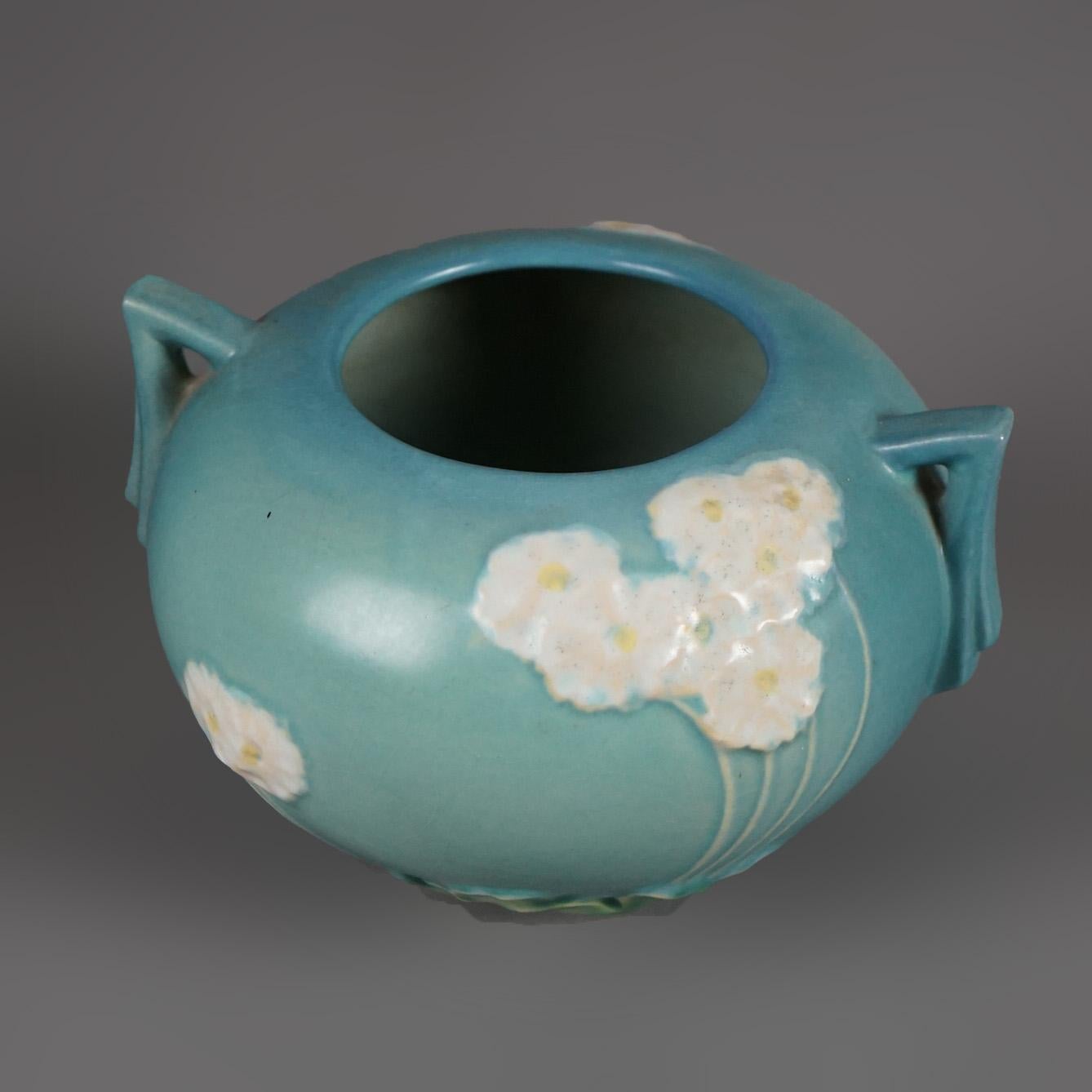 Two Blue & Yellow Roseville Art Pottery with Primrose Pattern 20thC In Good Condition In Big Flats, NY