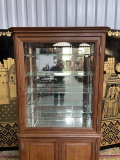 Vitrine de magasin à deux compartiments en chêne, 1900