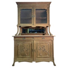 Buffet à deux corps en chêne massif, période Art nouveau