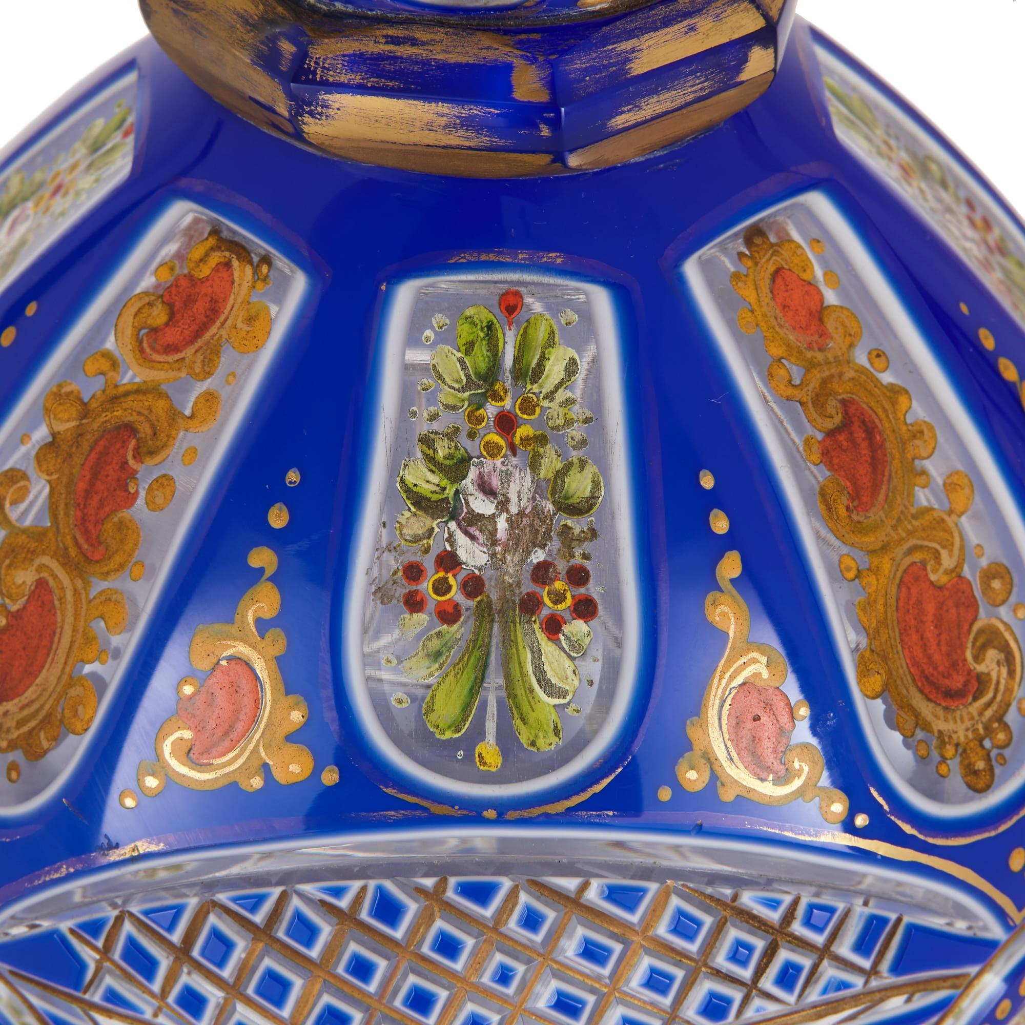 bohemian blue glass decanter