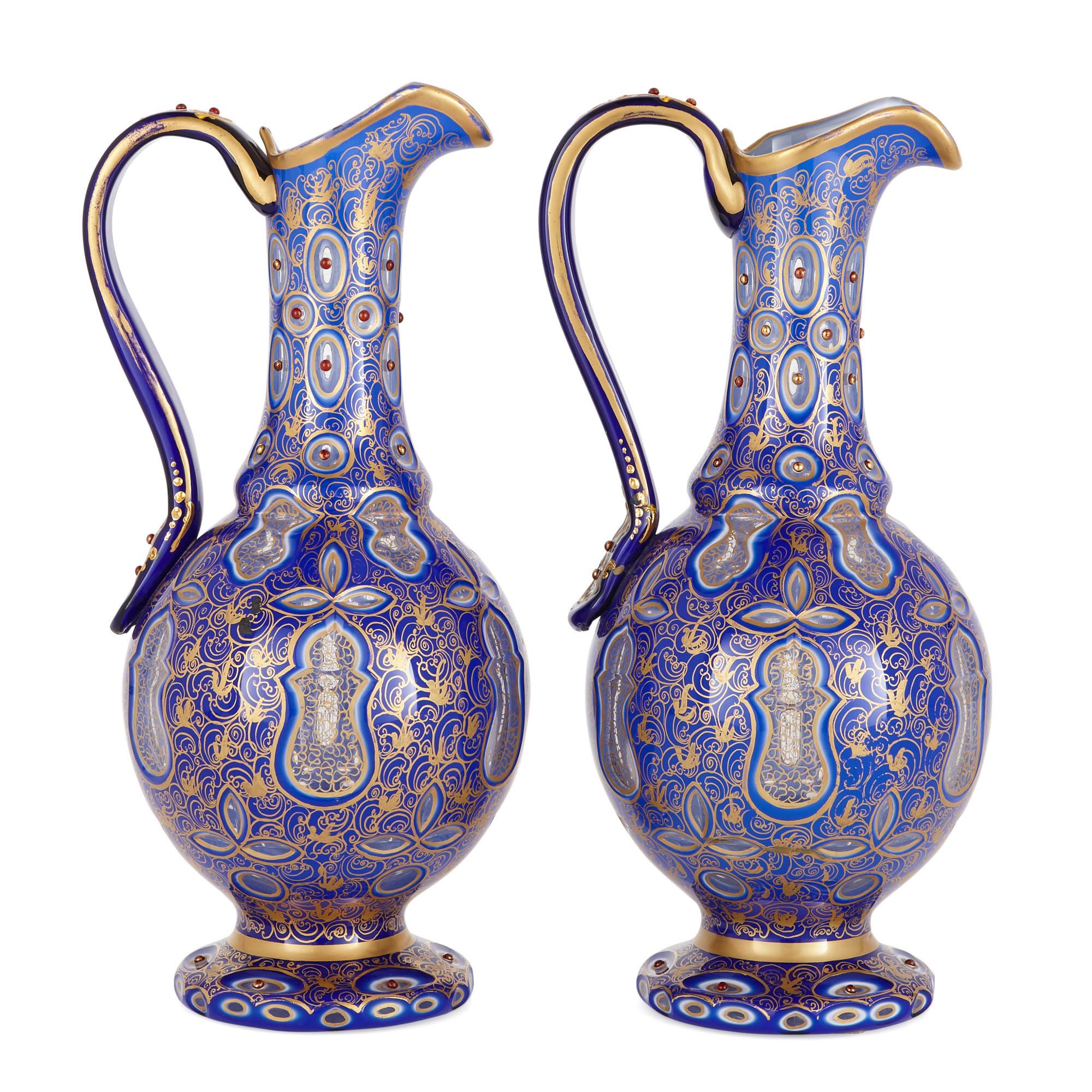 These jugs were crafted in Bohemia, a historic region (which today forms part of the Czech Republic) known across the world for the high quality, exceptional beauty and craftsmanship of its glassware. These jugs were created in Bohemia but most