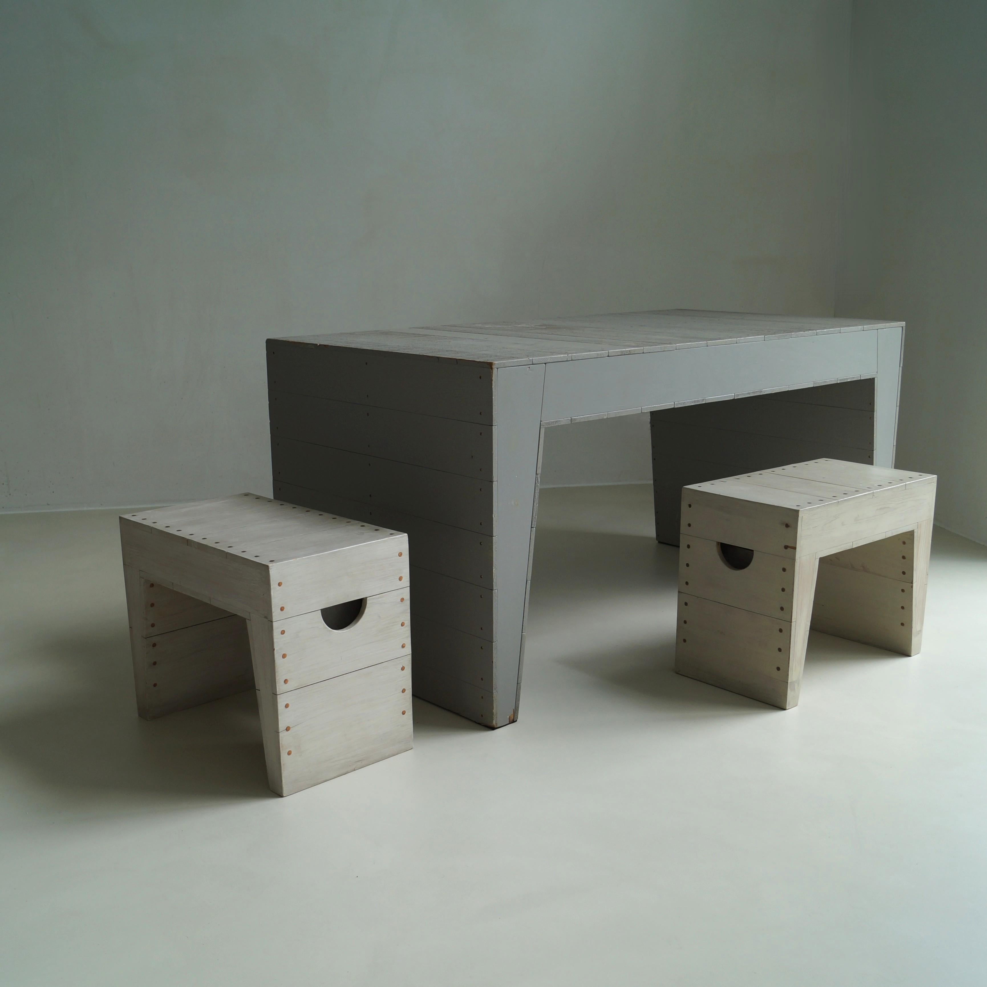 Two Bossche School benches or stools by architect Fons Vermeulen, 1960s For Sale 7