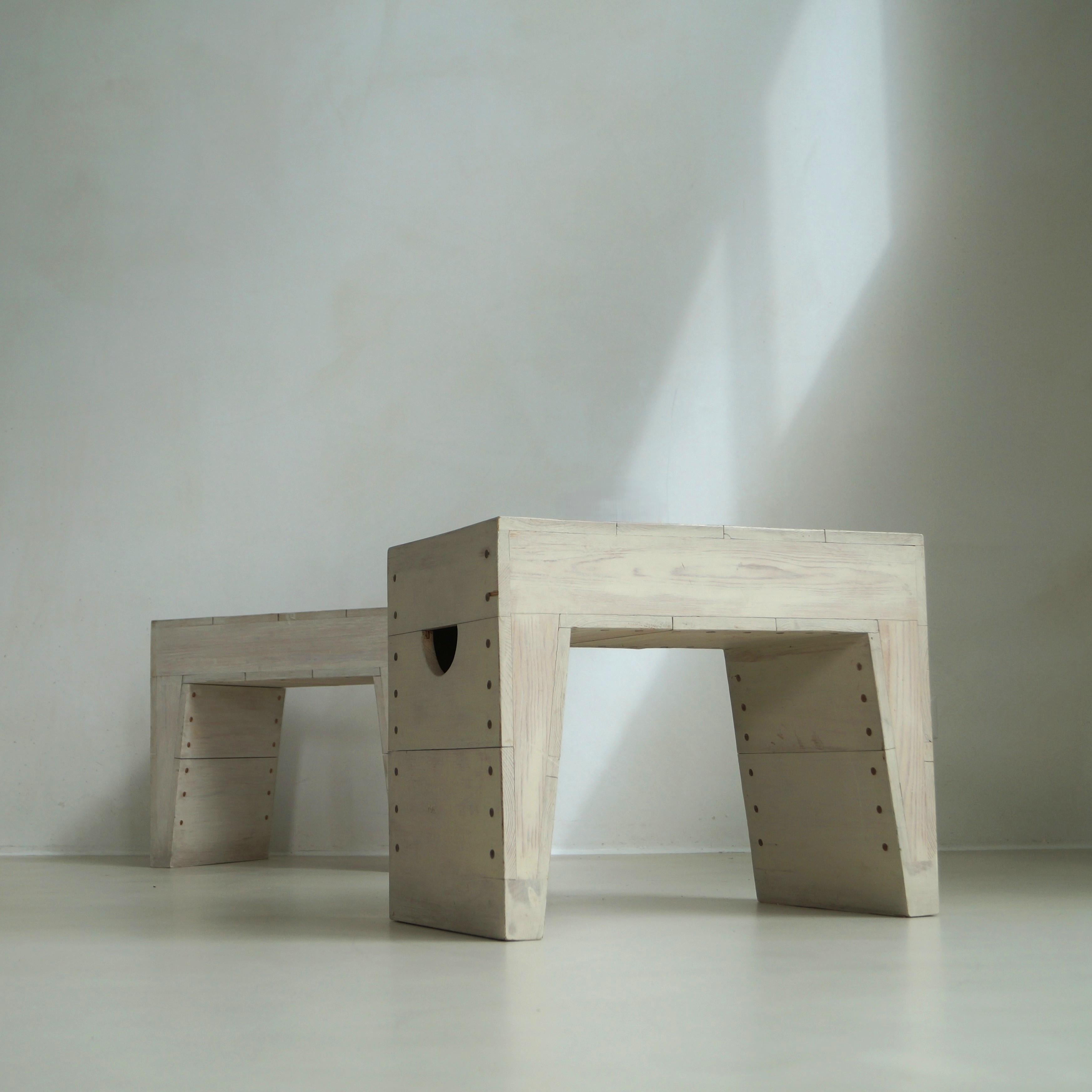 This set of benches came from the home of Fons Vermeulen (1913-2013), a Bossche School architect. Perhaps the most daring architect within the Bossche School. Vermeulen often did things a little different, touching the borders of possibilities