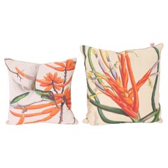 Two Botanical Down Filled Linen Throw Pillows, Priced Individually