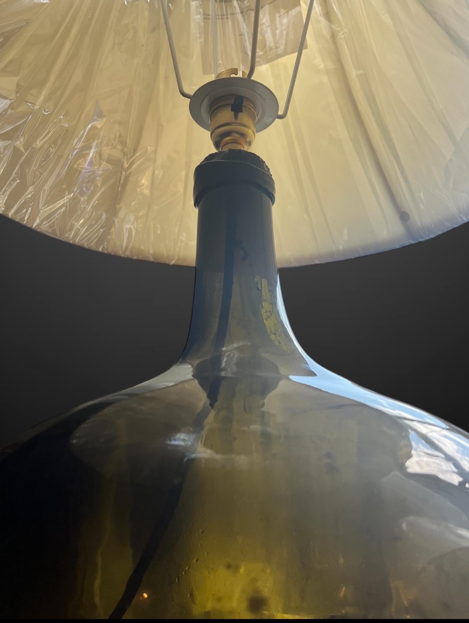 Two Bottle Green Carboy converted into lamps In Good Condition For Sale In Reepham, GB