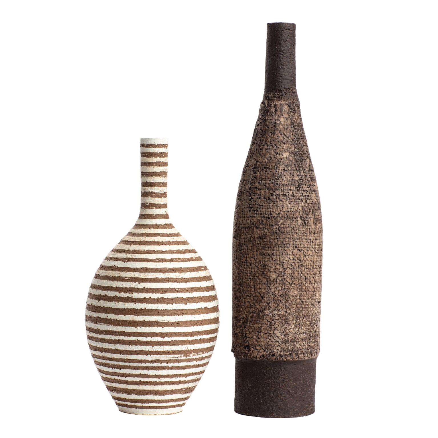 Two ceramics Bottle vases by Ceramiche Milesi For Sale