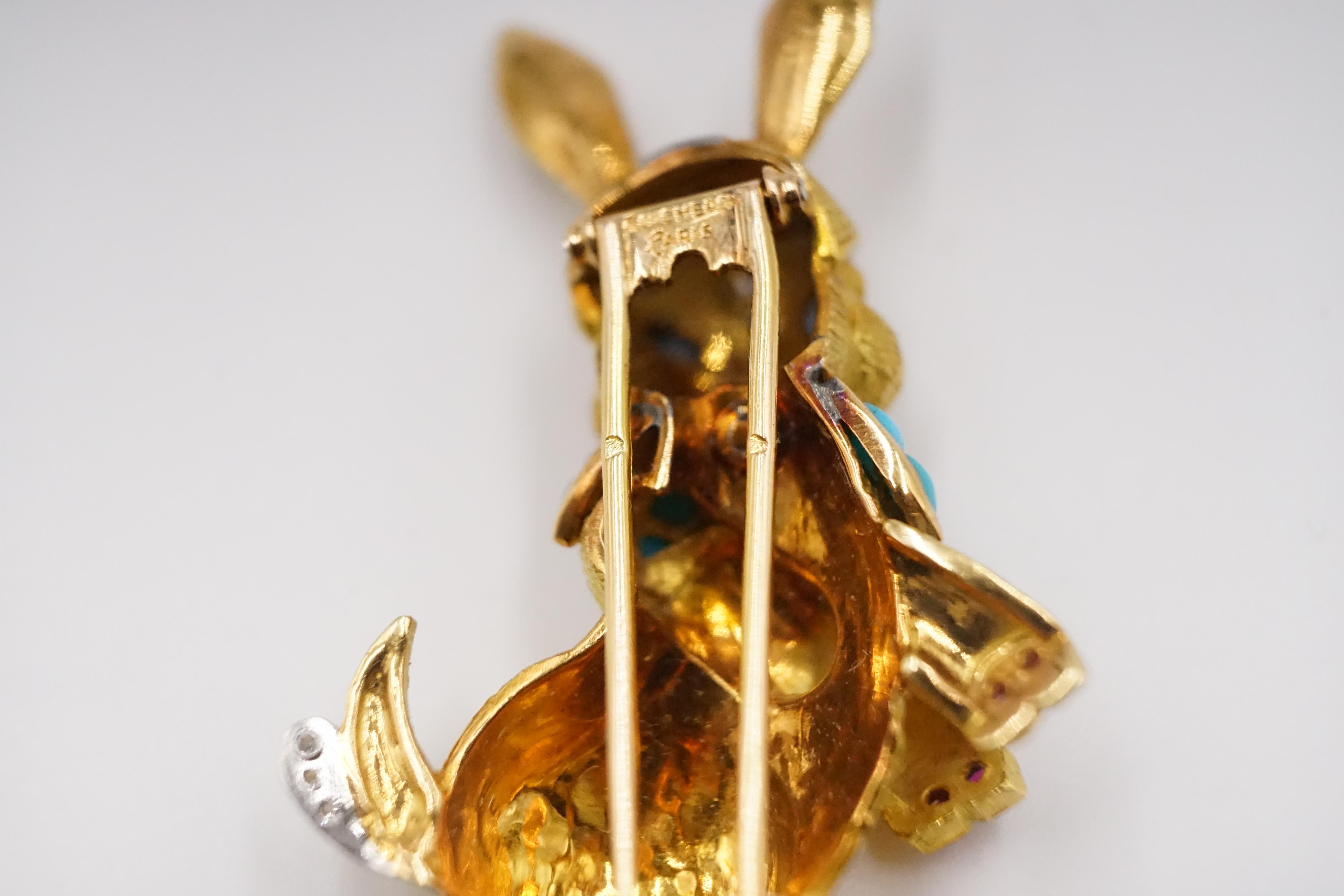 Two Boucheron Paris 1960s Multi-Gemstone and 18 Carat Gold Animal Brooches 3