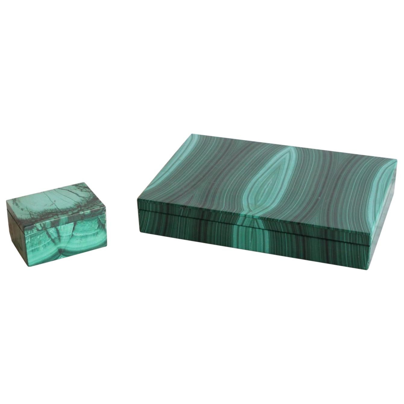 Two Boxes in Malachite, 19th Century For Sale