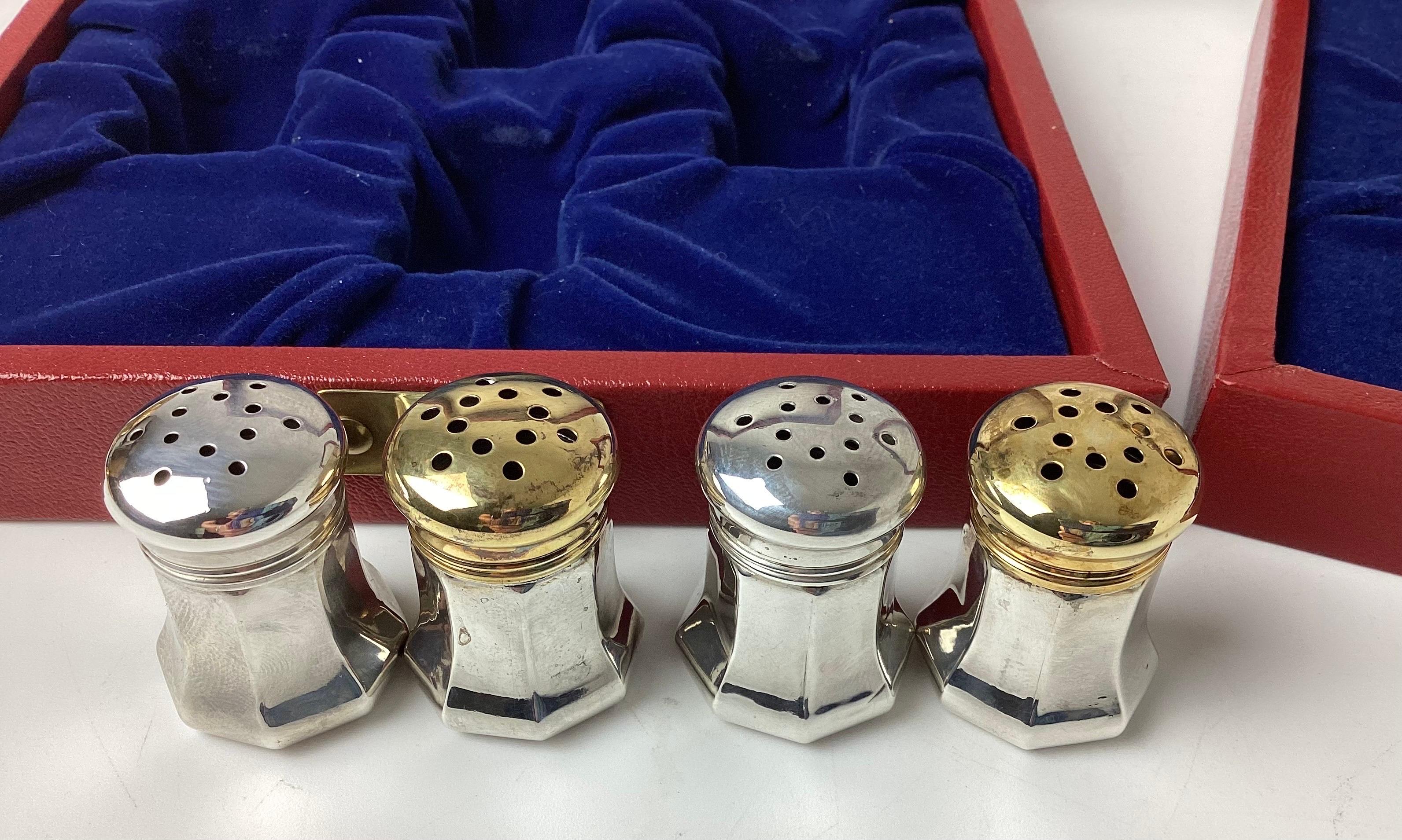 French Two Boxes of Vintage Cartier Sterling Silver Salt & Pepper Shakers