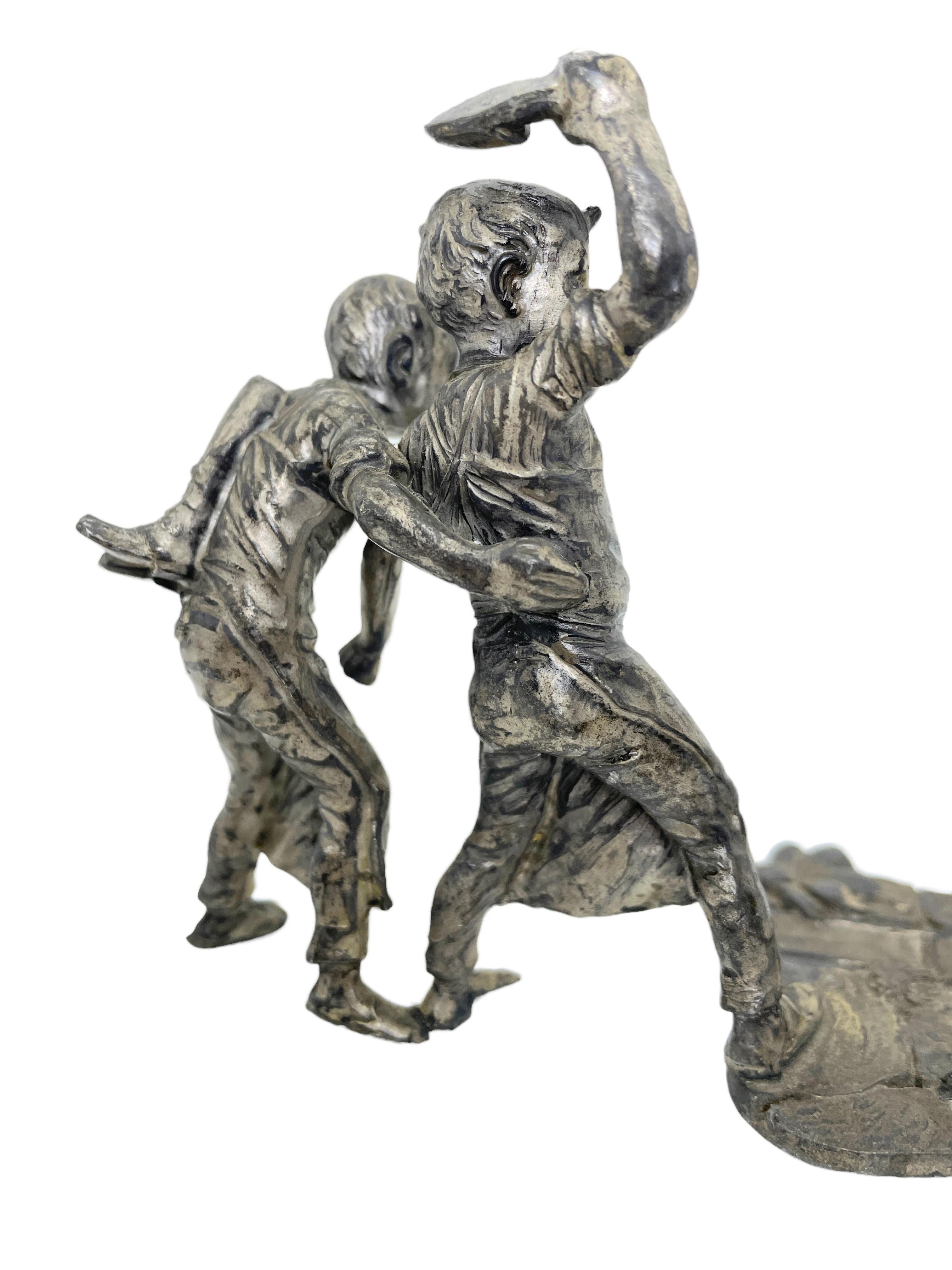 Two Boys & Tinker Tramp Metal Figurine Vienna Bronze Style, Austria 1900s For Sale 2