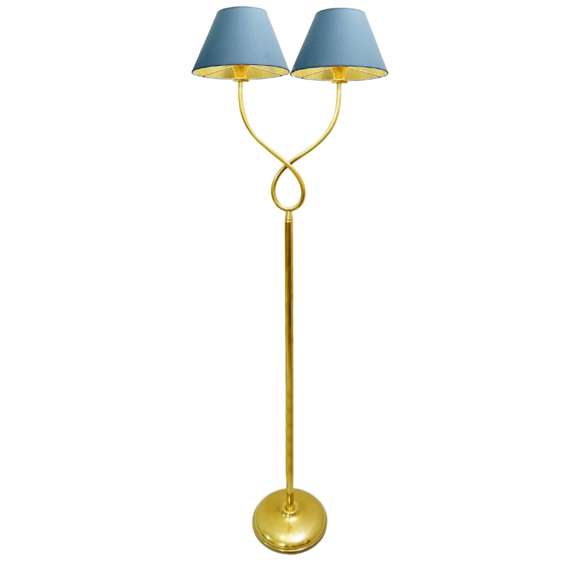 Two Branch Italian Brass Floor Lamp