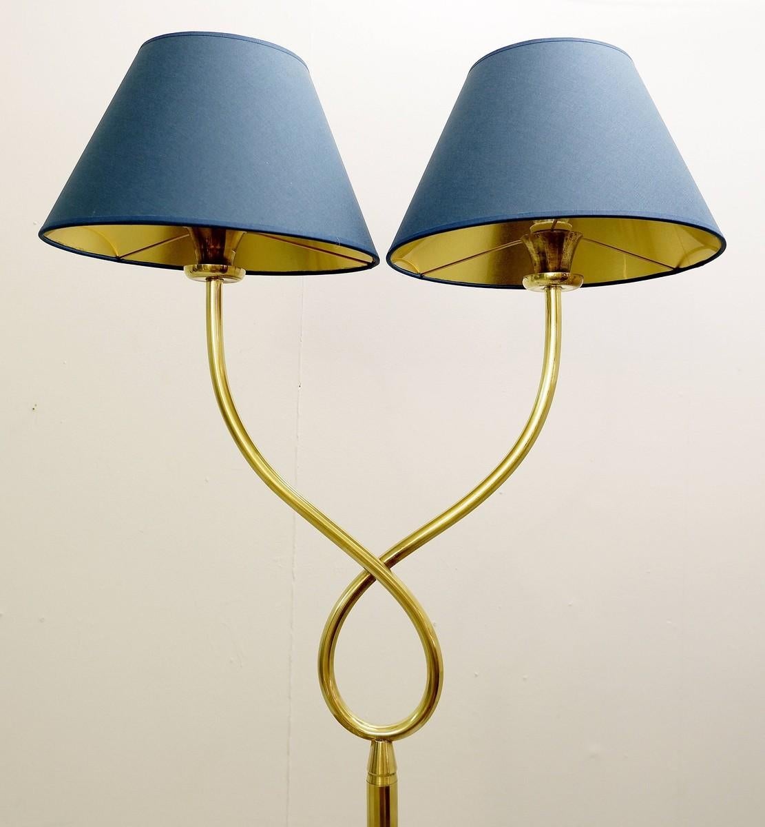 Two branch Italian brass floor lamp.