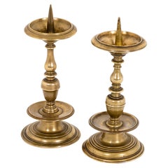 Two Brass Candlesticks, Probably German, 17th Century