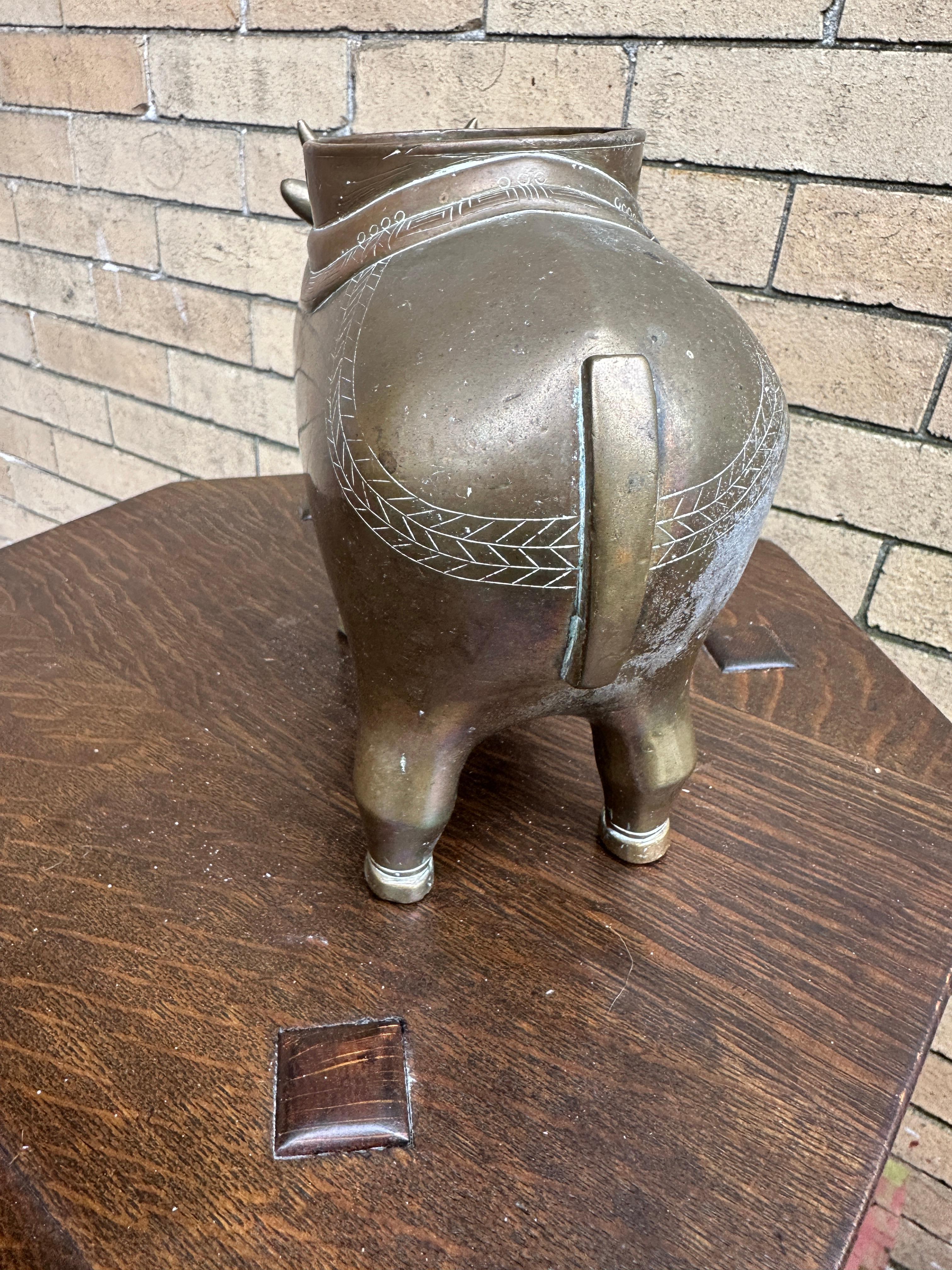 Two Brass Chinese Figures (Ox & Elephant) - W4000 For Sale 5