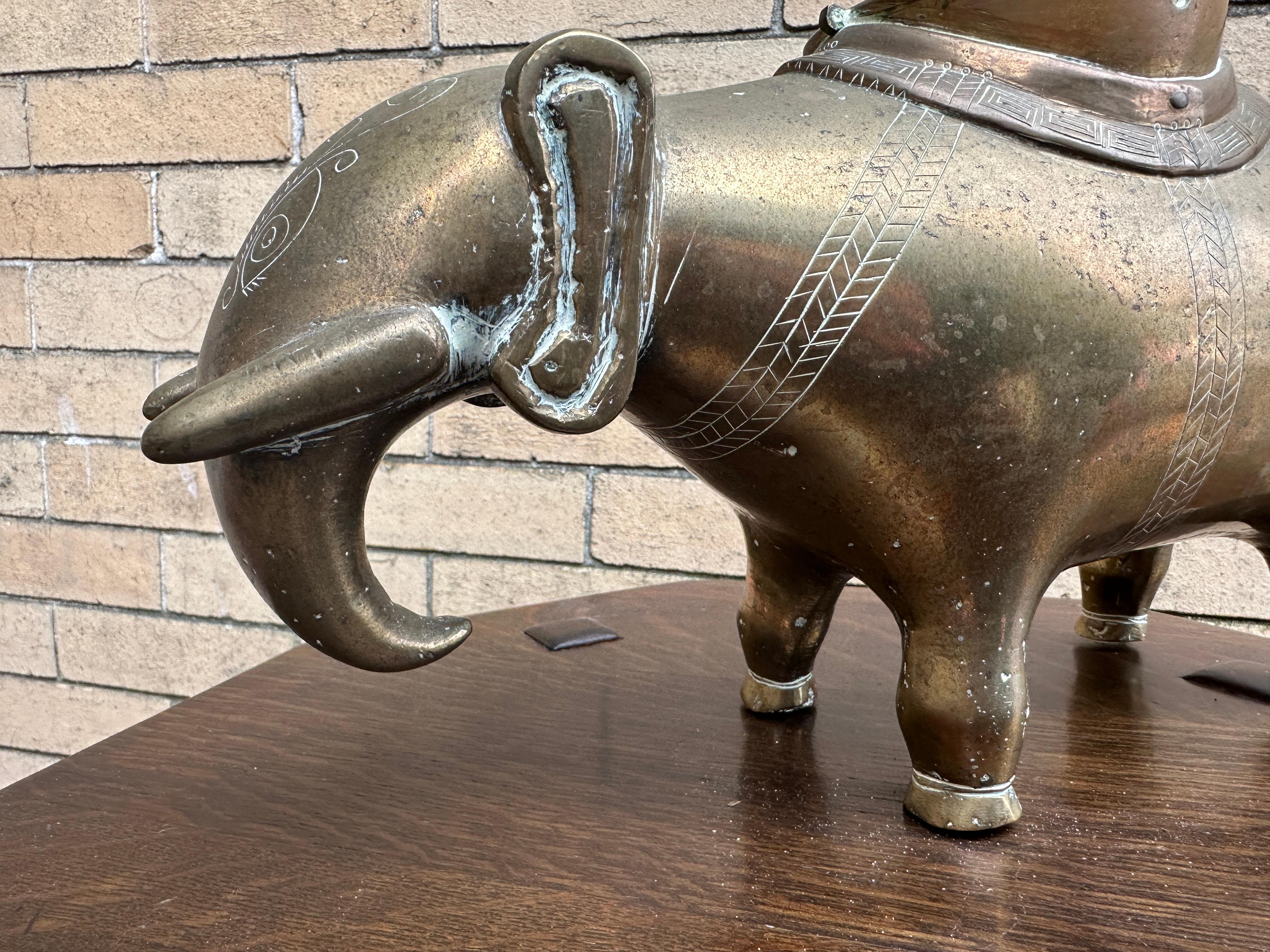 Chinese Export Two Brass Chinese Figures (Ox & Elephant) - W4000 For Sale