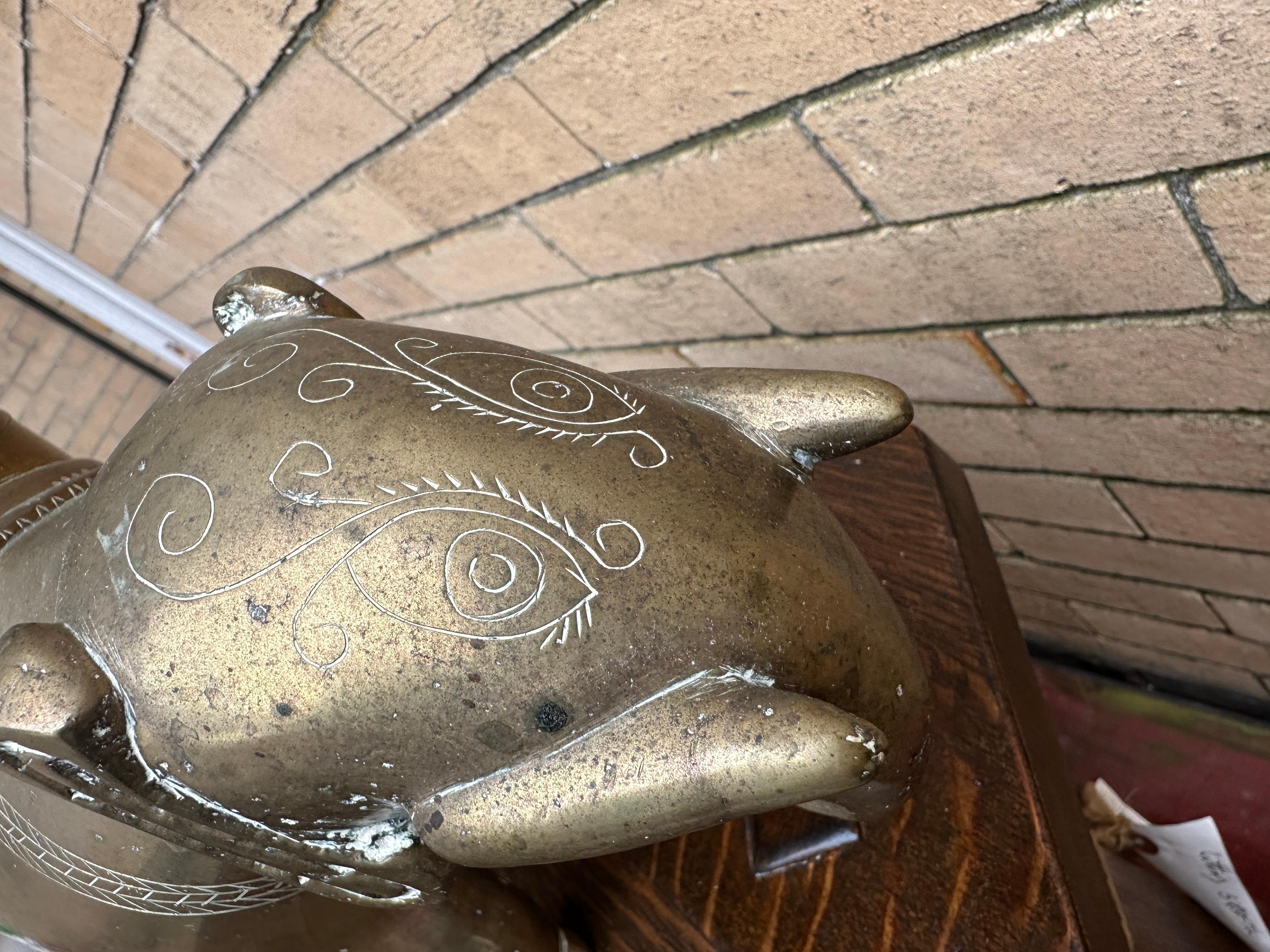 20th Century Two Brass Chinese Figures (Ox & Elephant) - W4000 For Sale