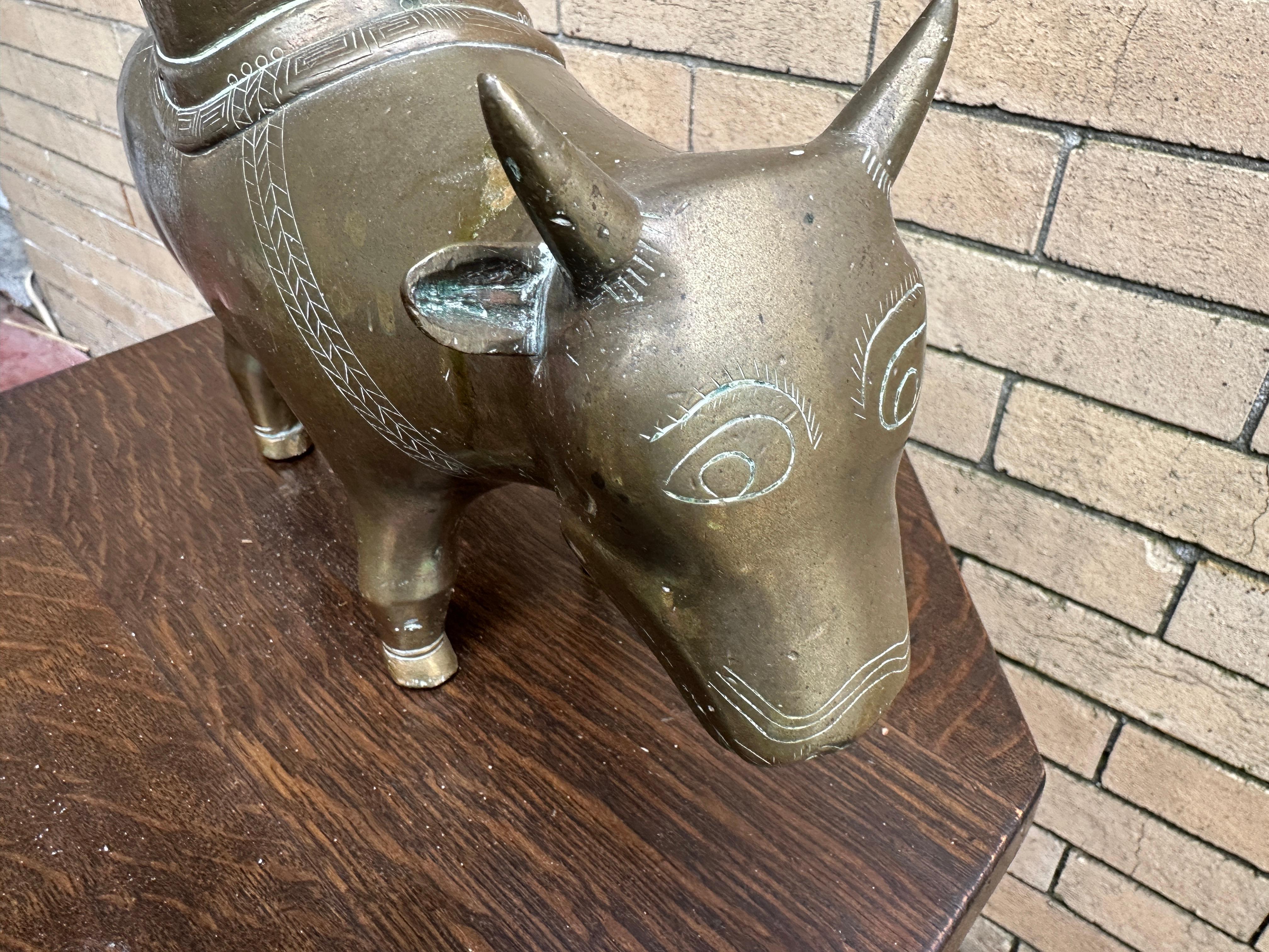 Two Brass Chinese Figures (Ox & Elephant) - W4000 For Sale 4