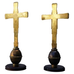 Used Two Brass Cross Ornament