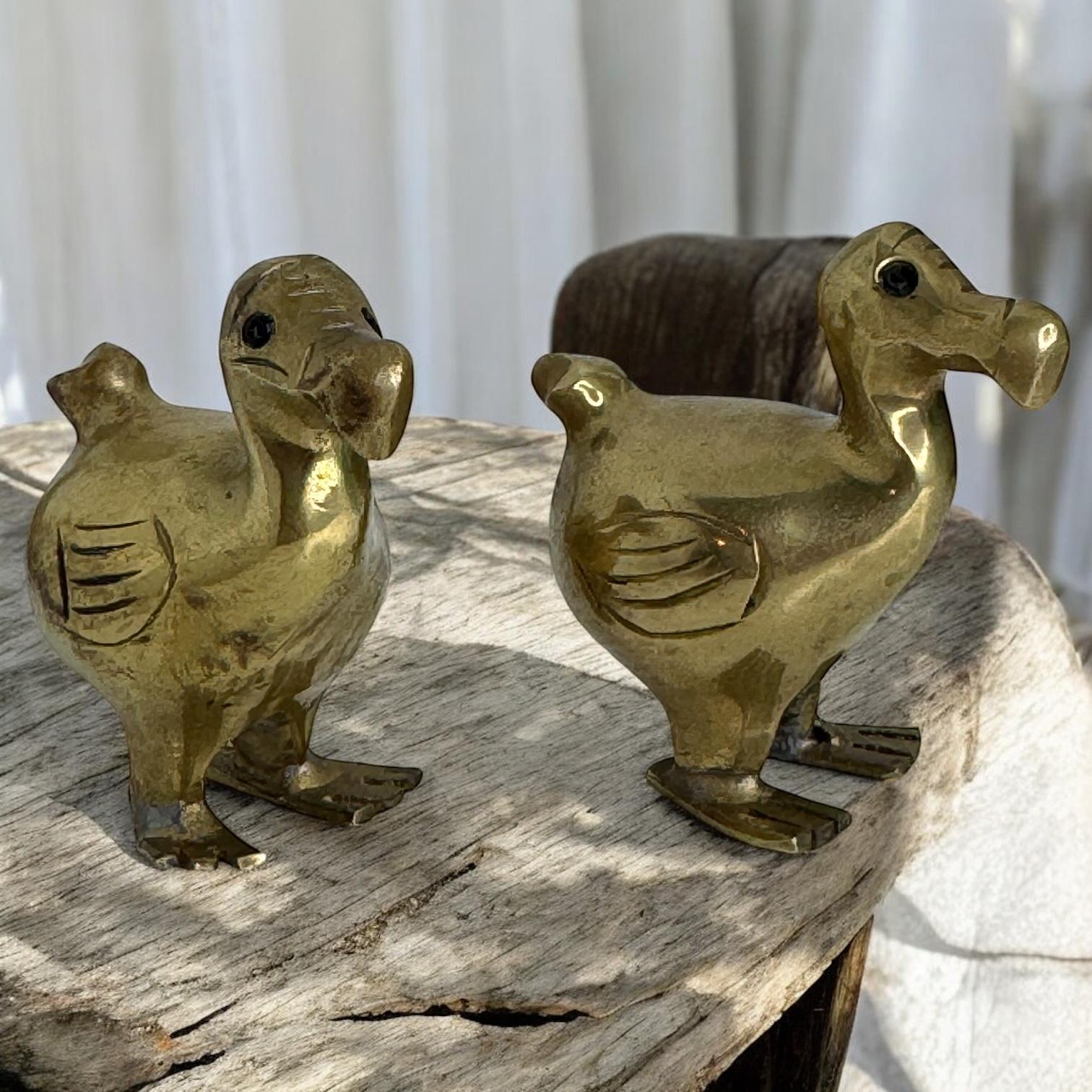 Two Brass Dodo Bird Figurine Desktop Paperweight 1960s Mid-Century Modern German For Sale 6