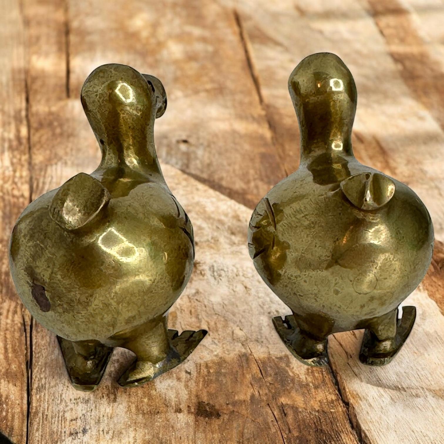 Two Brass Dodo Bird Figurine Desktop Paperweight 1960s Mid-Century Modern German For Sale 7