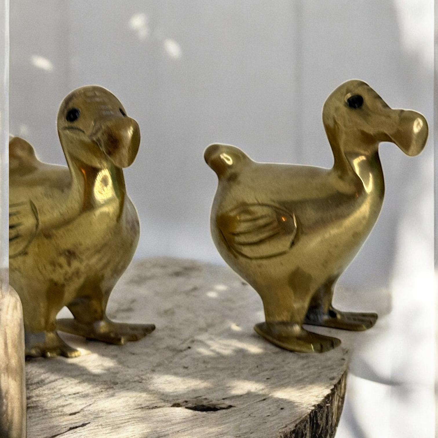 Two Brass Dodo Bird Figurine Desktop Paperweight 1960s Mid-Century Modern German For Sale 9