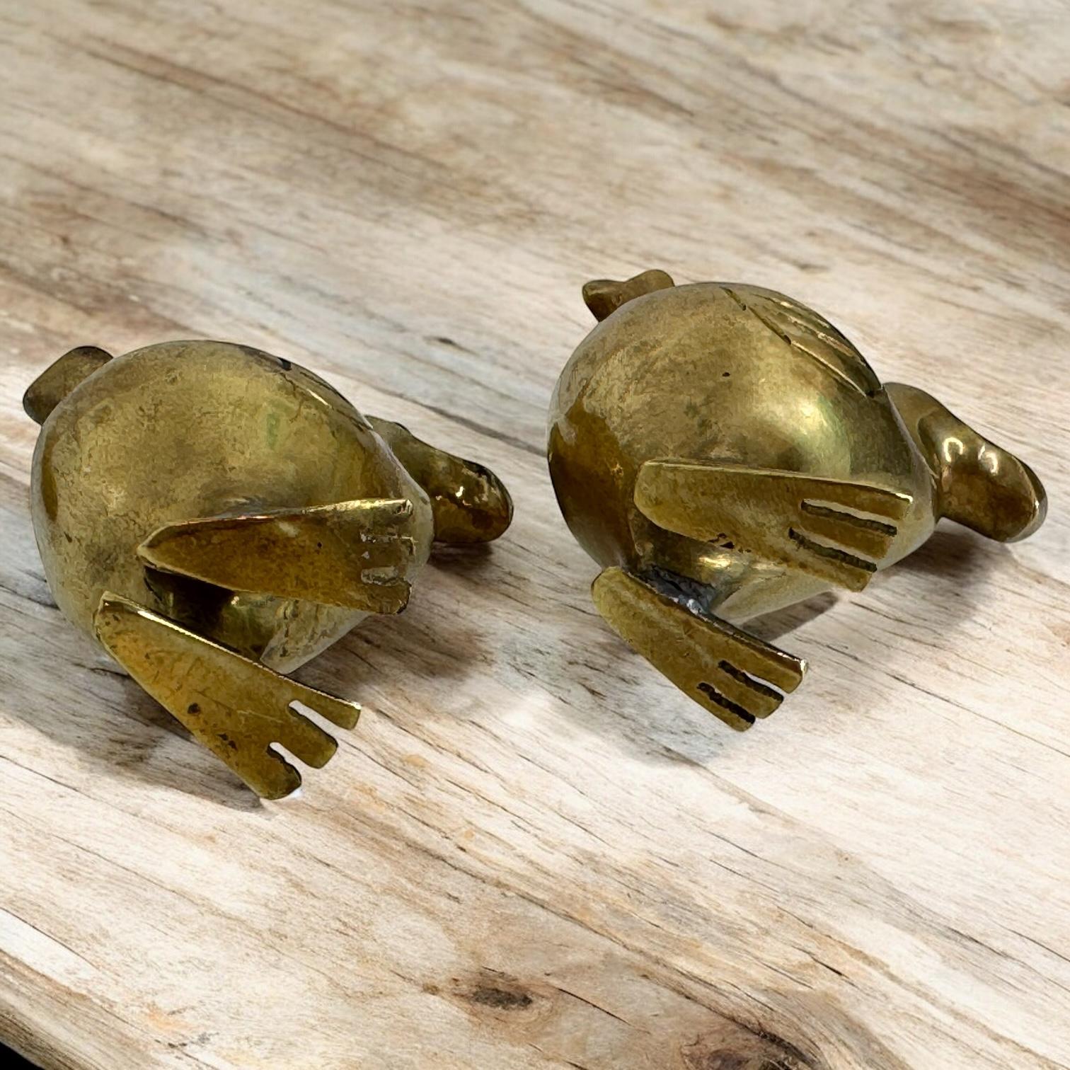 Two Brass Dodo Bird Figurine Desktop Paperweight 1960s Mid-Century Modern German For Sale 10