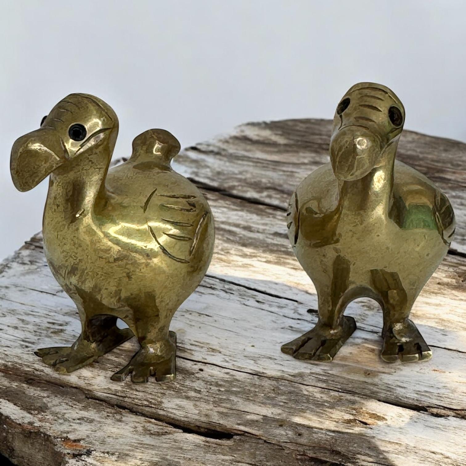 Two Brass Dodo Bird Figurine Desktop Paperweight 1960s Mid-Century Modern German For Sale 5