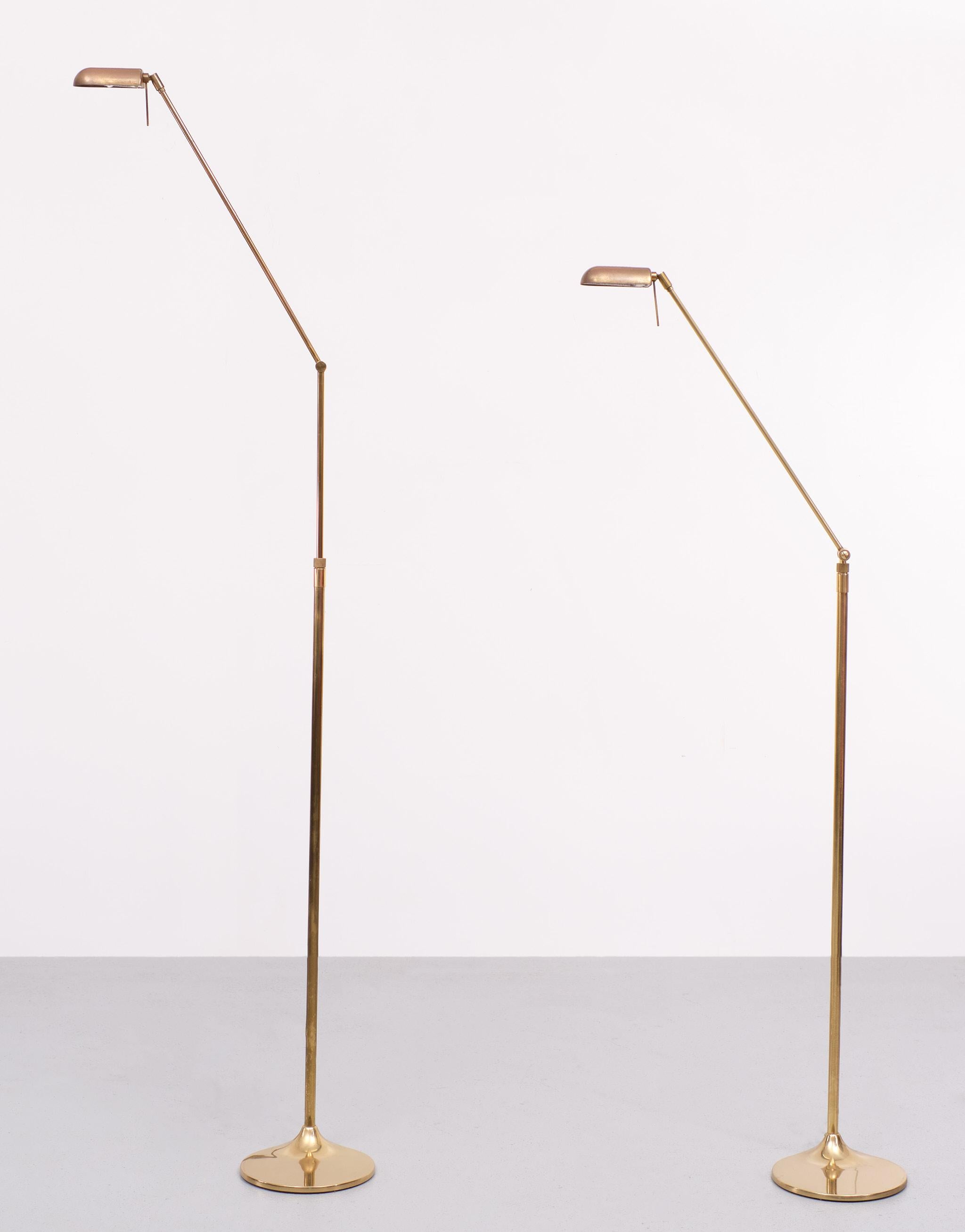 Two Brass  Floor Lamps, Ben Demmers Dutch  1980s In Good Condition In Den Haag, NL