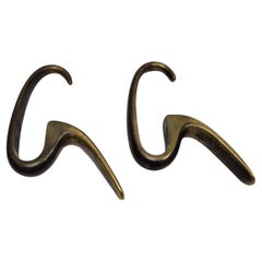 Two brass hooks by Carl Auböck, Vienna, Austria, 1950s