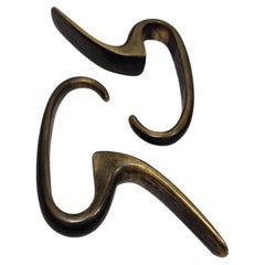 Two brass hooks by Carl Auböck, Vienna, Austria, 1950s