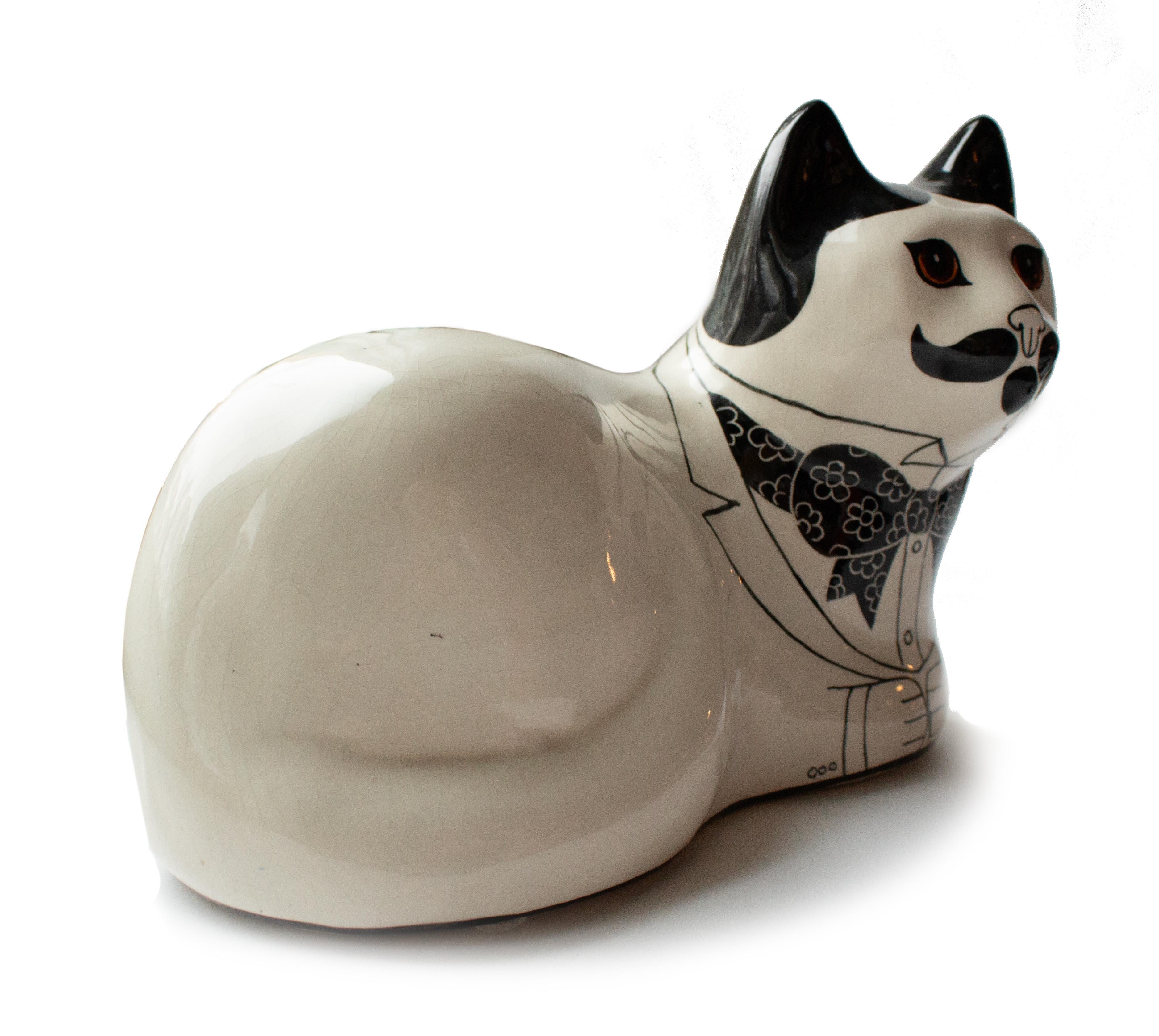 Mid-Century moderno Due gatti britannici in porcellana Pop-Art di Alan Davidson & A. Smith in vendita