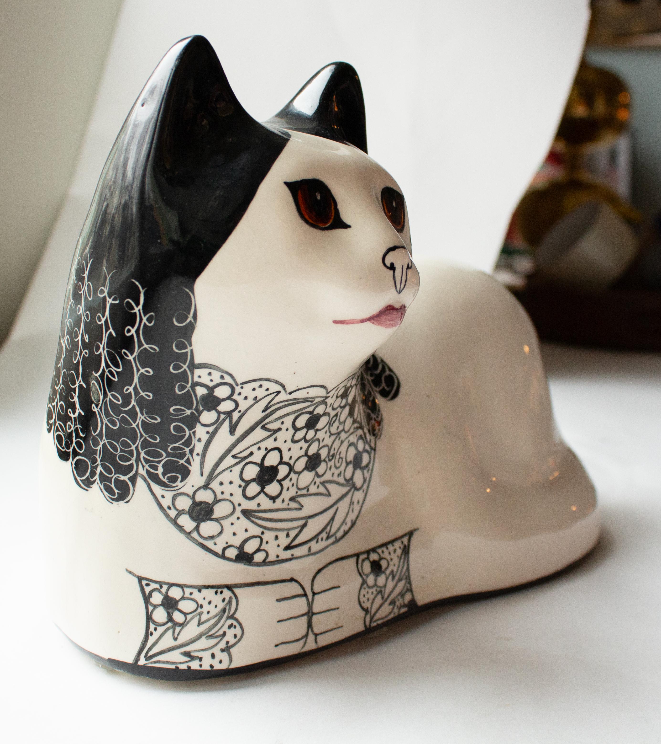 Dipinto a mano Due gatti britannici in porcellana Pop-Art di Alan Davidson & A. Smith in vendita